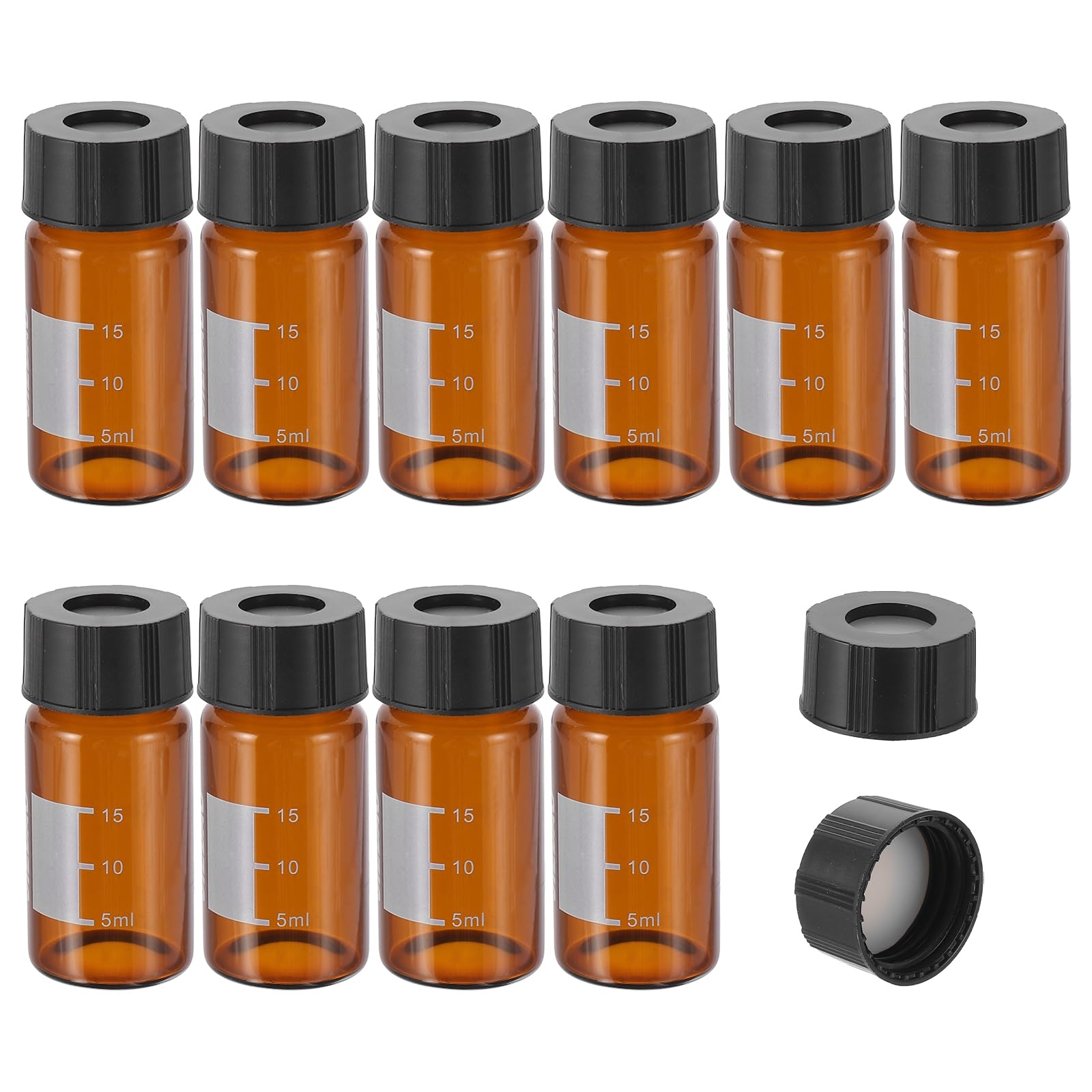 PATIKIL Flacone Da Campionamento Automatico 20ml, 200 Pezzi Con Setti Preforati Per HPLC/GC Flaconi 9-425 Ambra Per Laboratorio Con Tappo A Vite.