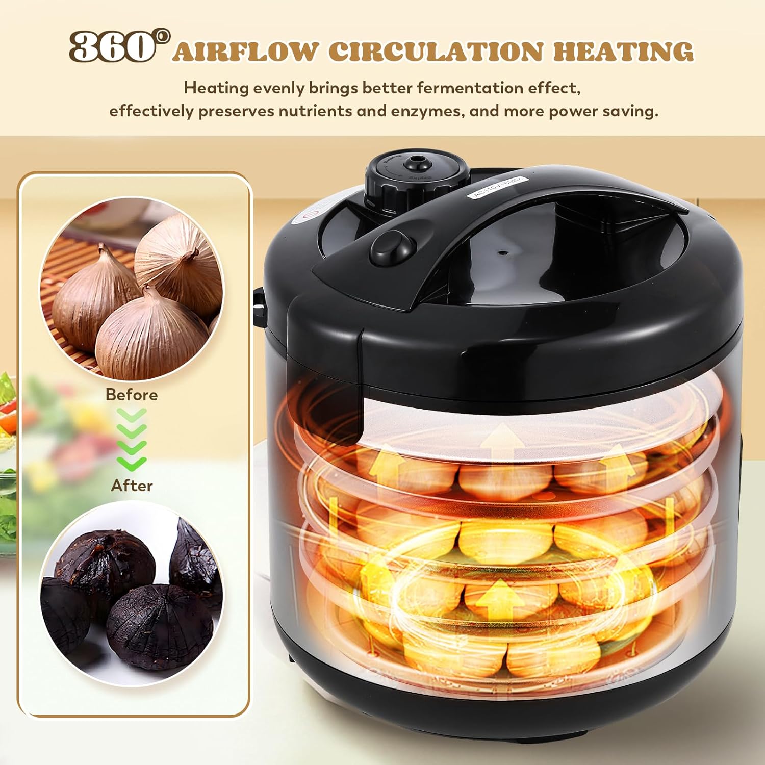 Moongiantgo 8L Black Garlic Fermenter Garlic Fermenting Machine, Easy One-Button Operation Automatic Intelligent Large Capacity Black Garlic Maker with Precise Time Control for 6-16 Days, 110V (8L)