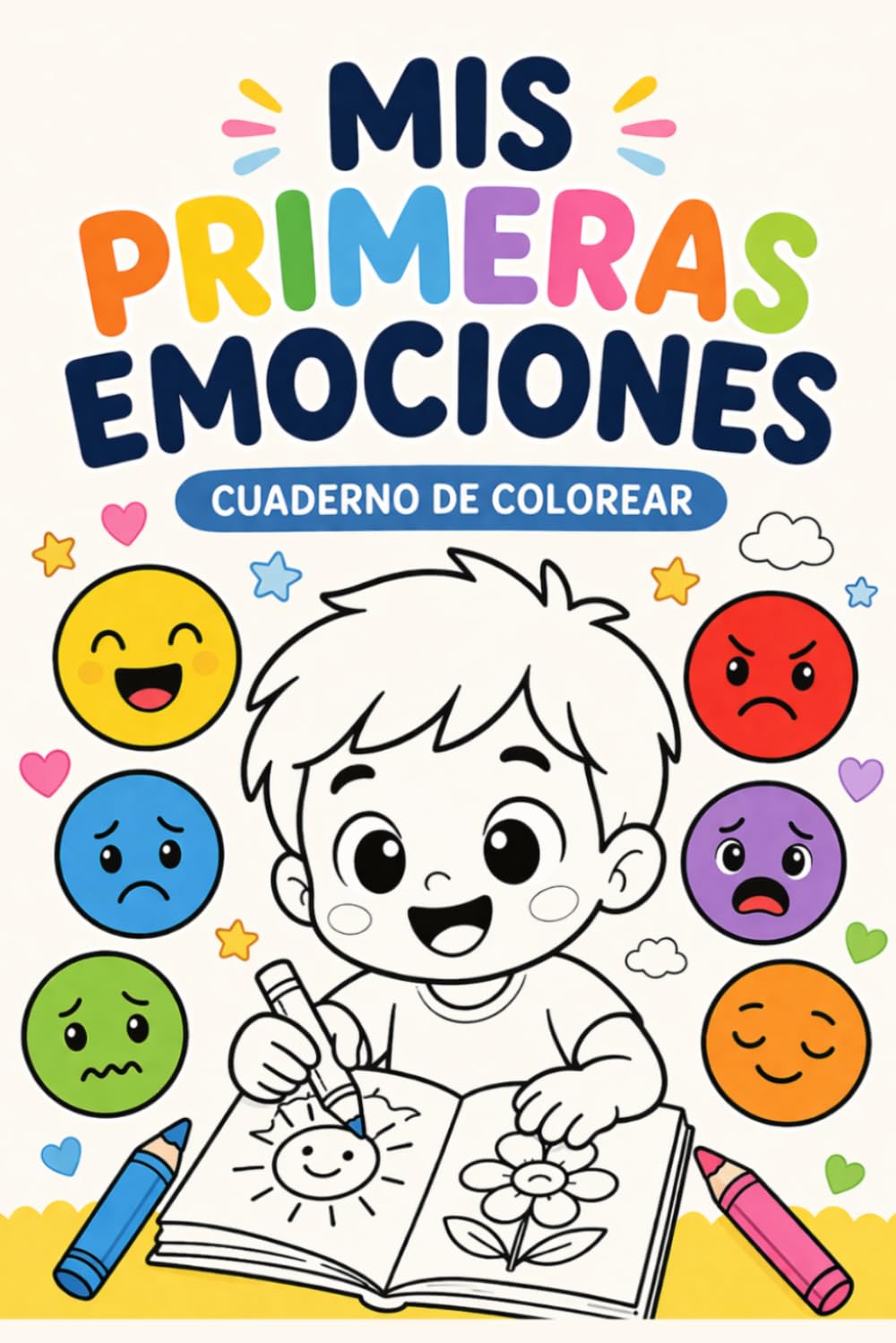 Libro para colorear emociones para niños de 2 a 8 años: Mis primeras emociones para colorear.