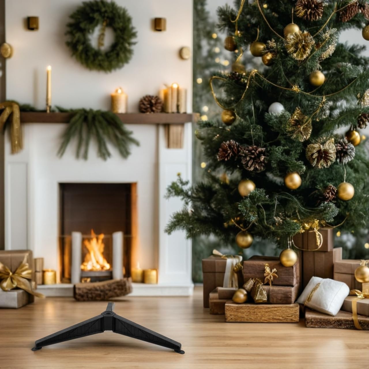 Cabilock Pied de sapin de Noël artificiel pliable en plastique de 30,5 cm pour décoration de sapin de Noël