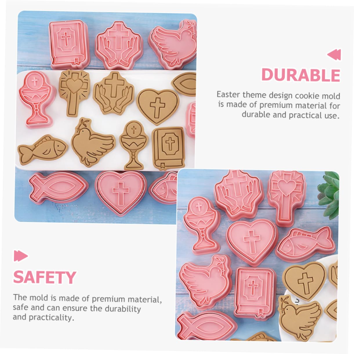 8er Set Weihnachtsplätzchen Ausstecher Mit Stempel – 3D Kreuzform Keksausstecher Für Religiöse Motive – Lustige Keksstempel Für DIY Backen Und Festliche Leckereien