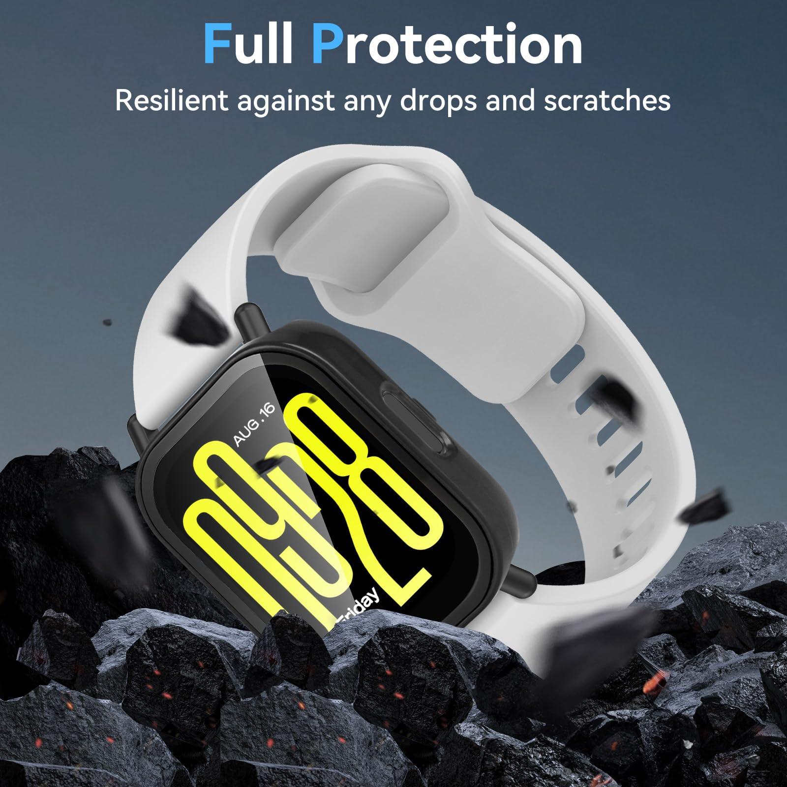 aceyoon 3 sztuki etui ochronne do Redmi Watch 5 Active, pełna ochrona, twarde etui z poliwęglanu (PC) i hartowane szkło ochronne HD z wysoką czułością, etui do Redmi Watch 5 Active