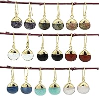 Vista 5 de Gempires - Pendiente de gancho de pera natural, pendiente de meditación, joyería hecha a mano, regalo para ella Yaxaite