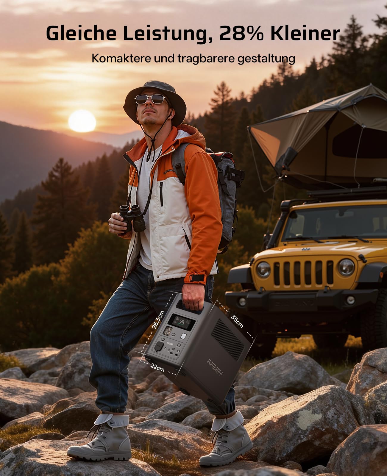 AFERIY 1800W Powerstation mit 200W Solarpanel, Solargenerator 1024Wh LiFePO4 & 1Std Schnellladung Solar Powerstation, <10ms USV, 9 Ausgänge, mit APP, BMS, Reine SW 230V, für Camping/RV/Garten/Notfall - 3