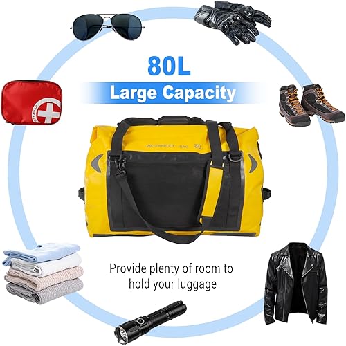 Miniatura 3 de Alforjas para motocicleta, bolsas de lona impermeables para viajar, Amarillo-80L, estilo3-80l