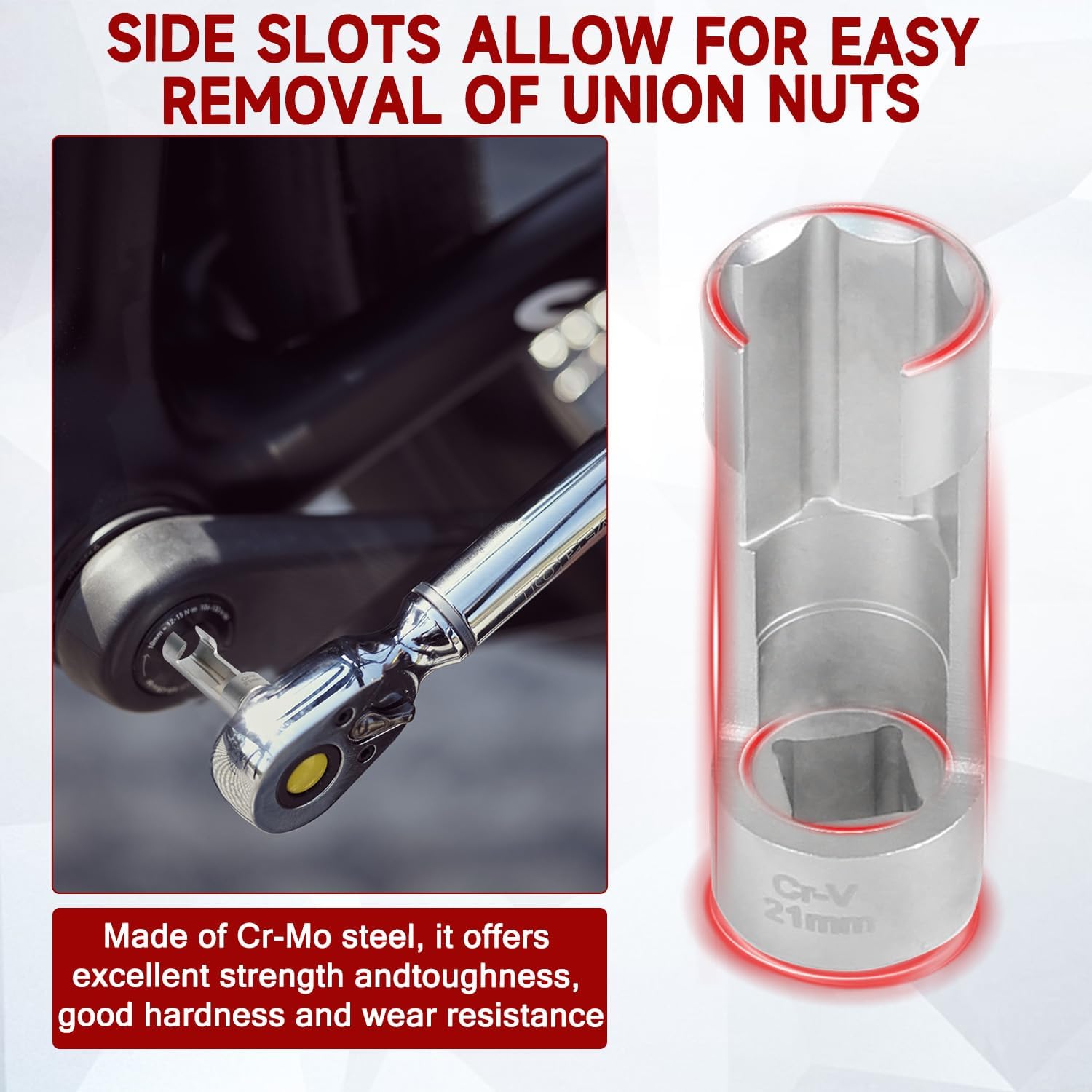 9 PCS Flare Nut Socket Set, (10-22mm) Diesel Injector Fuel Line Socket Set for Wired Temperature Sensors, Thermo Switches, Bent Pipe, EGT Sensor