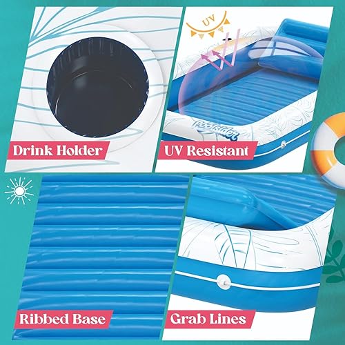 Miniatura 6 de Premium Inflatable Tanning Pool Lounger Large Inflatable Tanning Bed for Adults - 4 in 1 Multipurpose Suntan Tub Pool Floats Adults, Inflatable