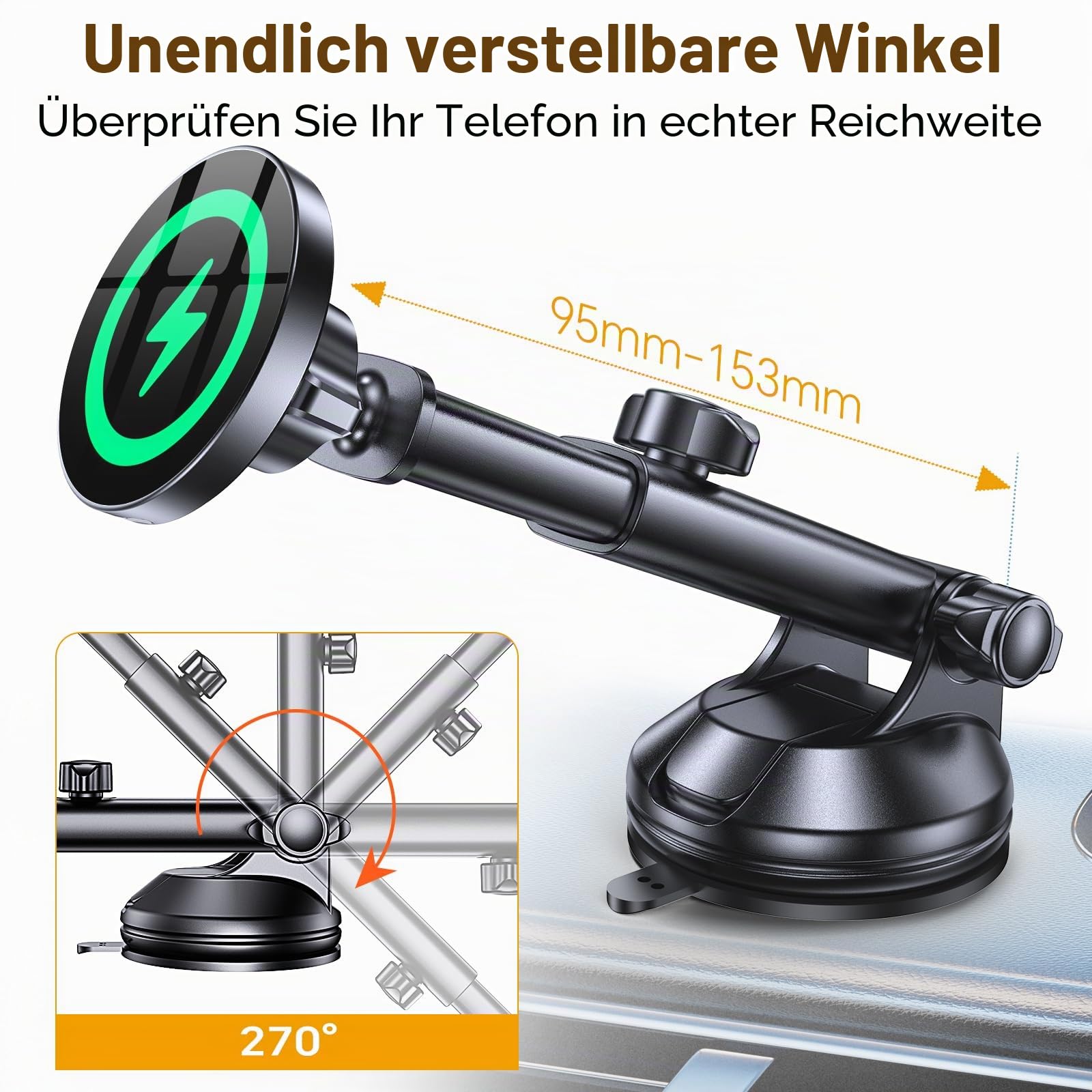 für Magsafe Autohalterung mit Ladefunktion【100% stabil】15W Handyhalterung Auto MagSafe Autohalterung Ladegerät【Lüftung Armaturenbr】Wireless Magnetische Auto Handyhalterung für iPhone Air 17 16 15 14