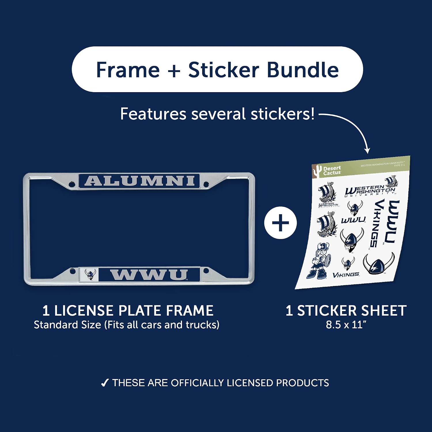 Desert Cactus WWU Vikings Stickers License Plate Frame (Sticker Alumni) image 2
