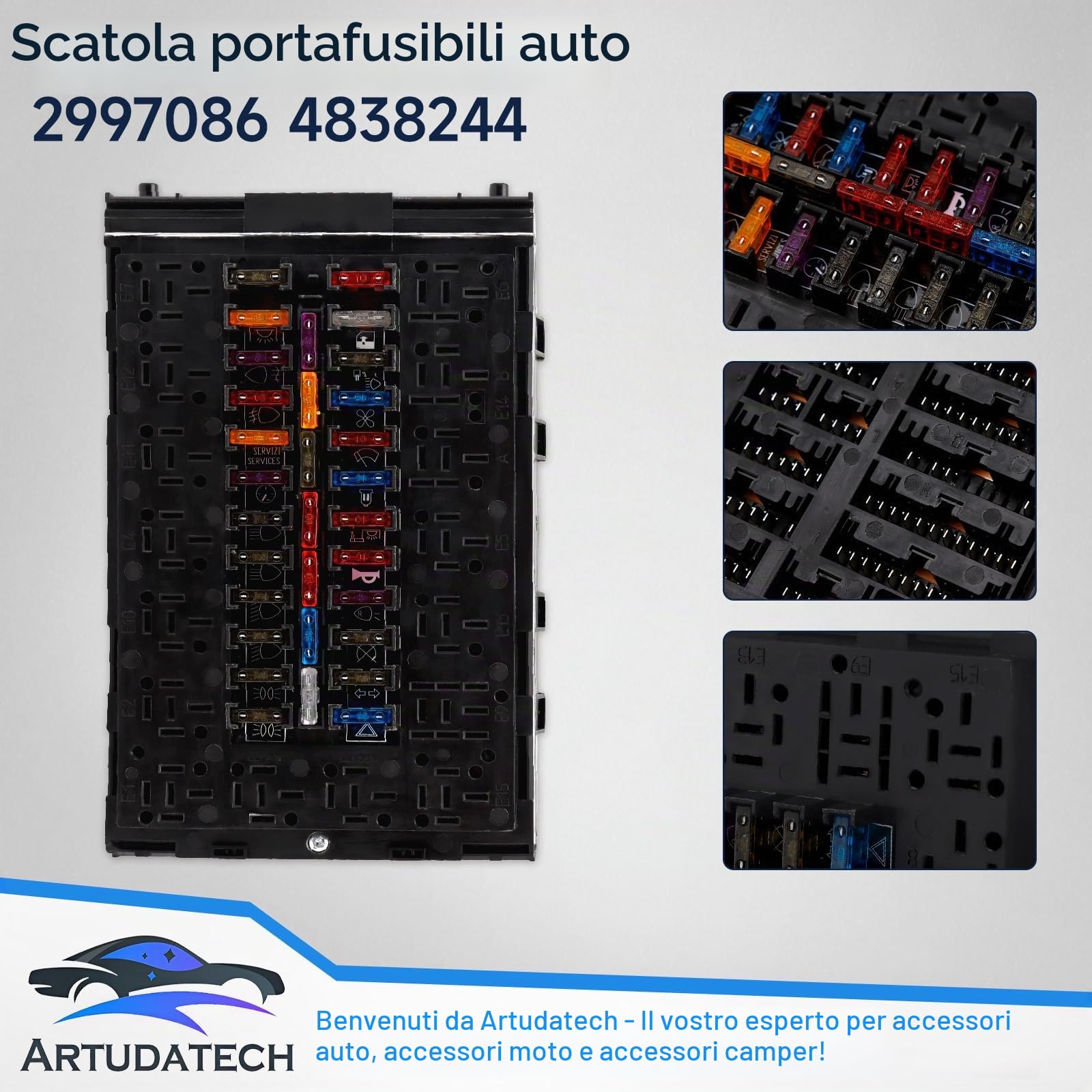 Portafusibili 2997086 Originalteil Fusibili piatti 4838244 per Iveco Daily II III 1989-2006 Scatola dei fusibili 112 PINS Auto Blocco fusibili box