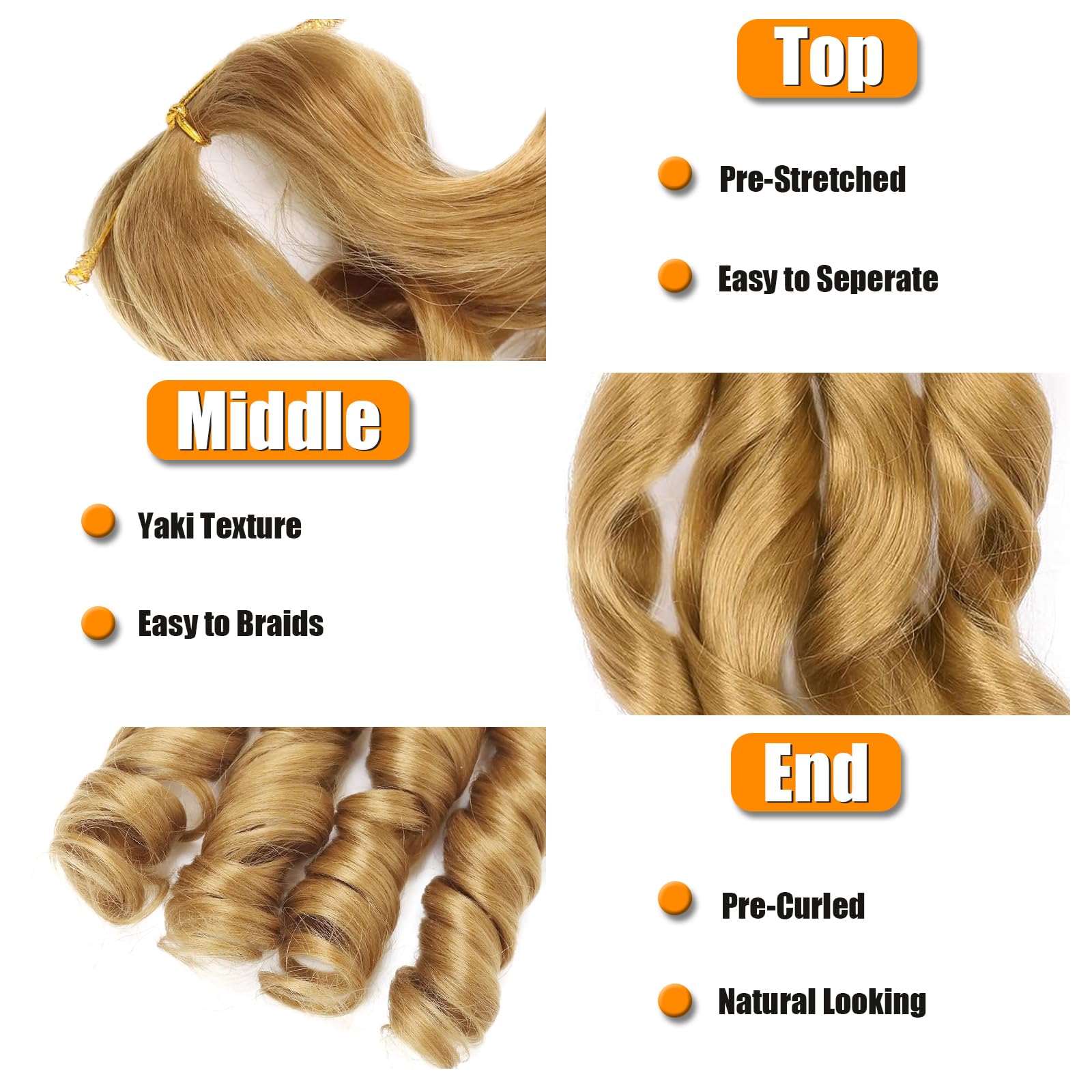 French Curl Braiding Hair 24 Inch 8 Packs French Curl Braids Crochet Hair Extensions (24 inch 27#) - Image 3