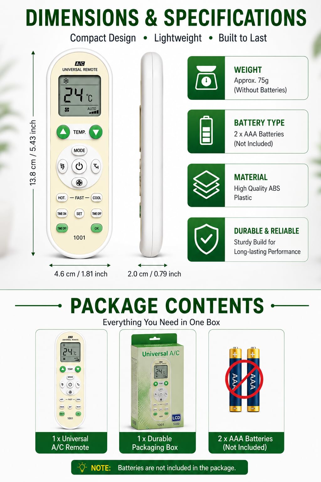 Buy Universal AC Remote for Split & Window Air Conditioner