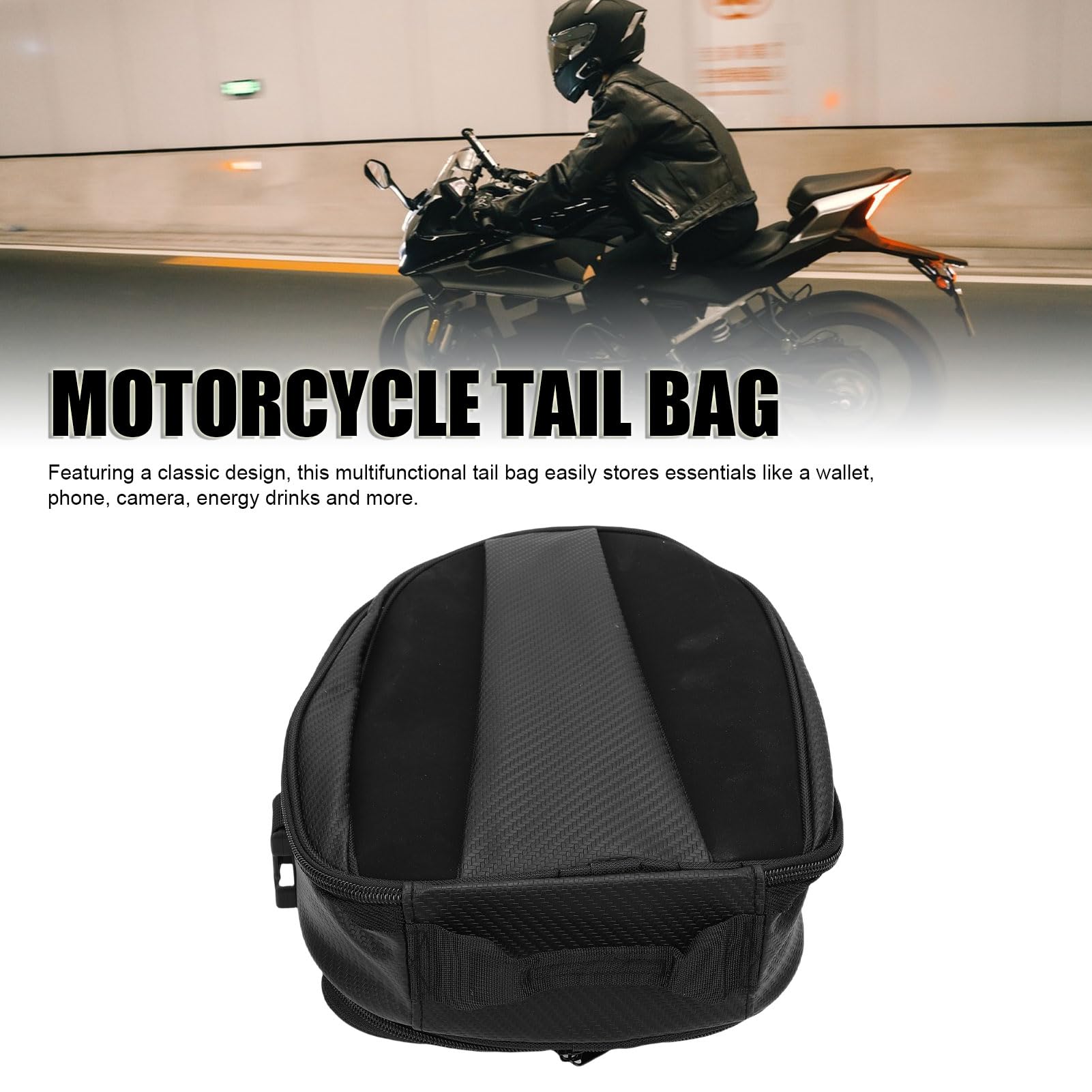 Borsa da Sella per Moto Espandibile, Borsa da Viaggio Posteriore per Casco