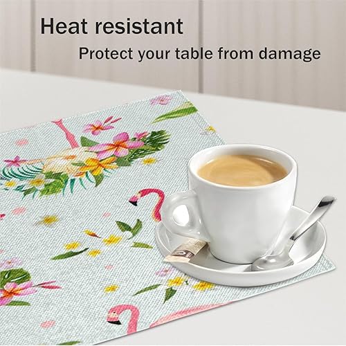Miniatura 5 de Flamingo Design Pattern Placemats Set of 4 Table Mats Washable Placemat Waterproof Place Mats for Party Home Dining Table Decor 18x12 in