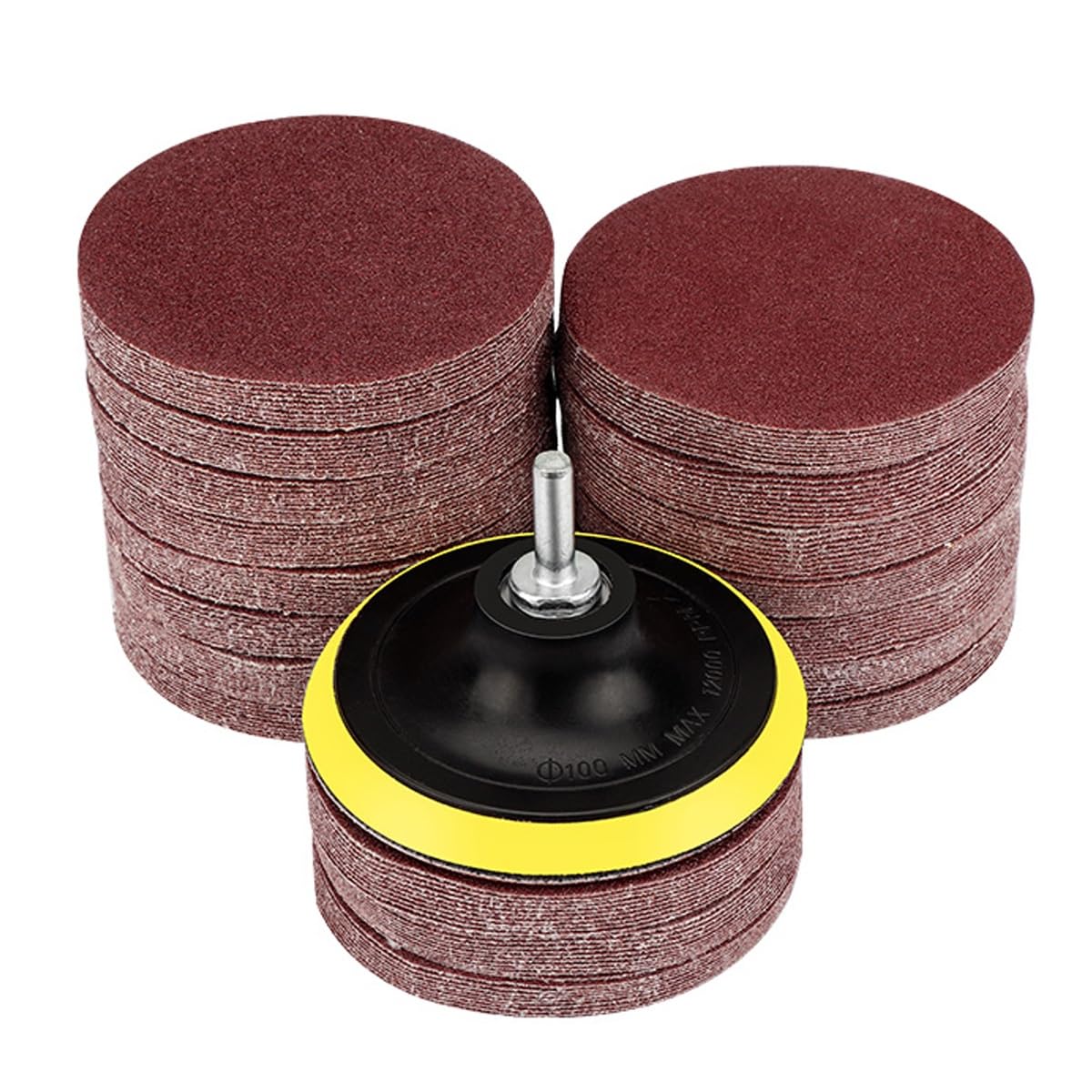100 discos de lijado de 100 mm con gancho y bucle, granos surtidos for madera y metal, grano 60-2000 con 4"(1000grit)