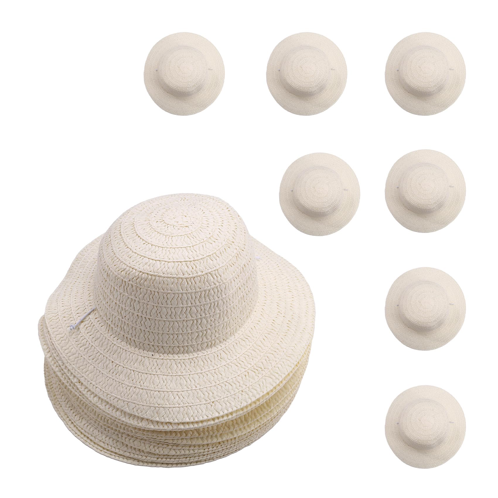 Juego de 20 piezas de sombrero de paja DIY para playa, verano, trabajo, sombreros de ala ancha para hombres, mujeres, niños, decoración para fiesta de cumpleaños de vaquero