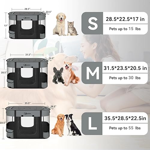 Miniatura 6 de Corralito para Perros y Gatos, Corrales Portátiles para Mascotas y Cachorros para Jaula de Viaje al Aire Libre, Uso Interior Después de Cirugía,