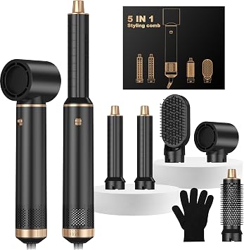 Hair Styler 5 in 1 Magic Styler, Air Styler Set with Curl Straighten, Volumise, Smooth and Drying for Styling, Hot Air Styler for All Hair Type/Length
