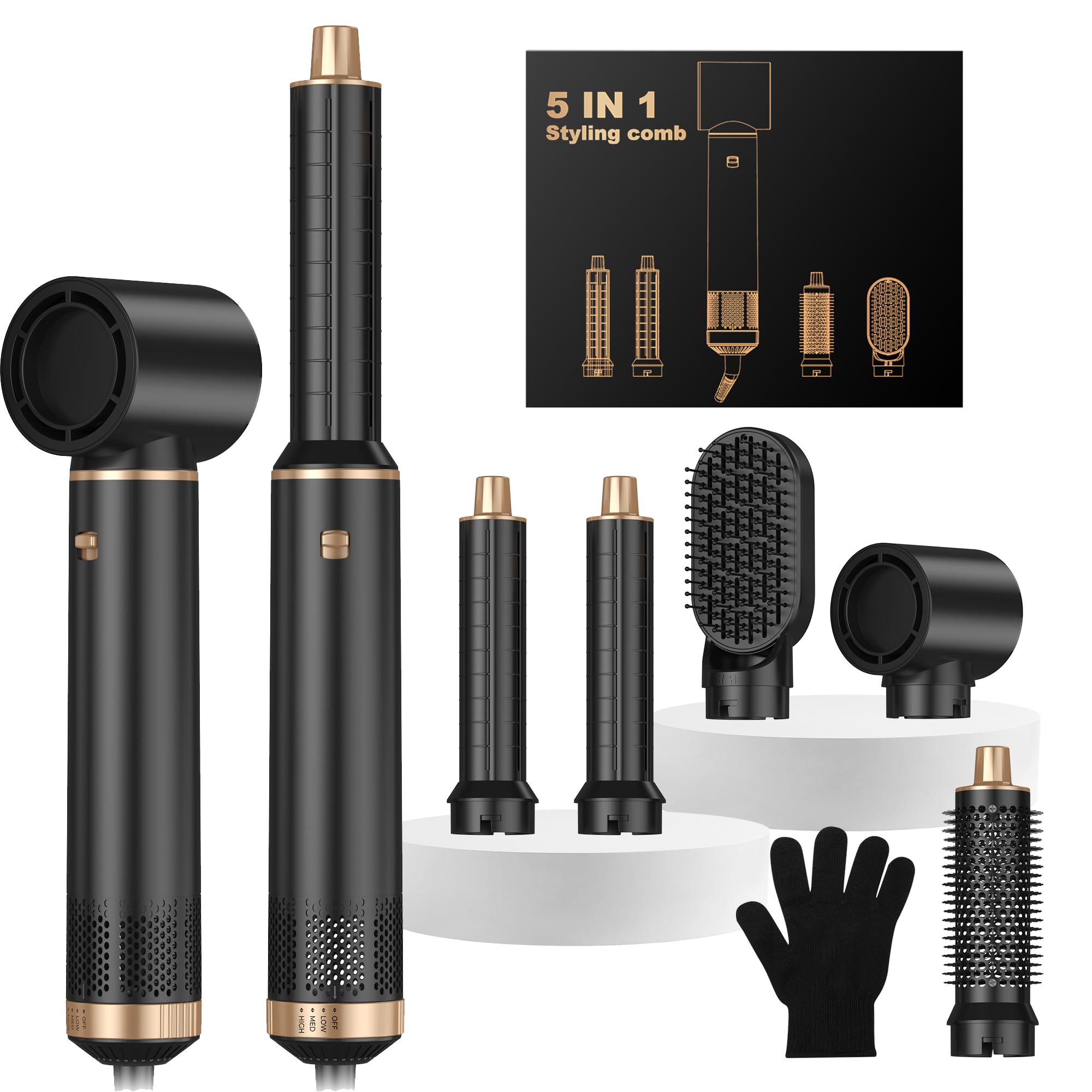 Magic Styler 5 in 1 Hair Styler, 1000W Air Styler, Detachable Hair Styler Tools for Drying Curling Straightening, Magic Hair Styler Air Styler for All Hair Type/Length