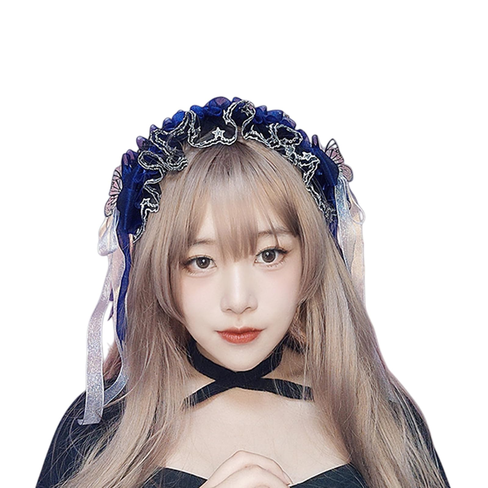 Fentency Lace Headbands Cosplay Bow Hairbands Dark Ribbon Headwear Makeup Washing Face Hairbands Birthday Party