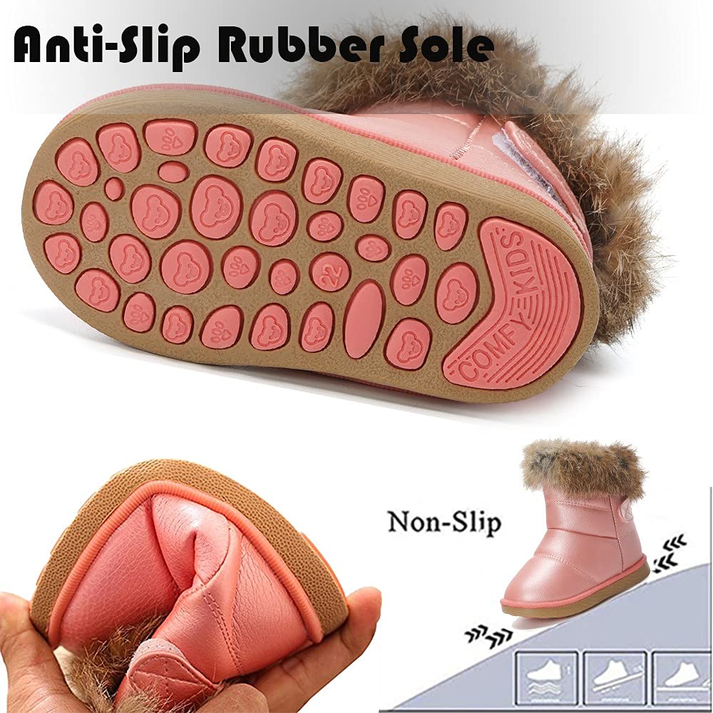 Gaatpot Stivali per Bambine e Ragazze Stivaletti da Neve Scarpe con Invernali Stivale con Imbottitura Calda Impermeabili PU Unisex – Bambini