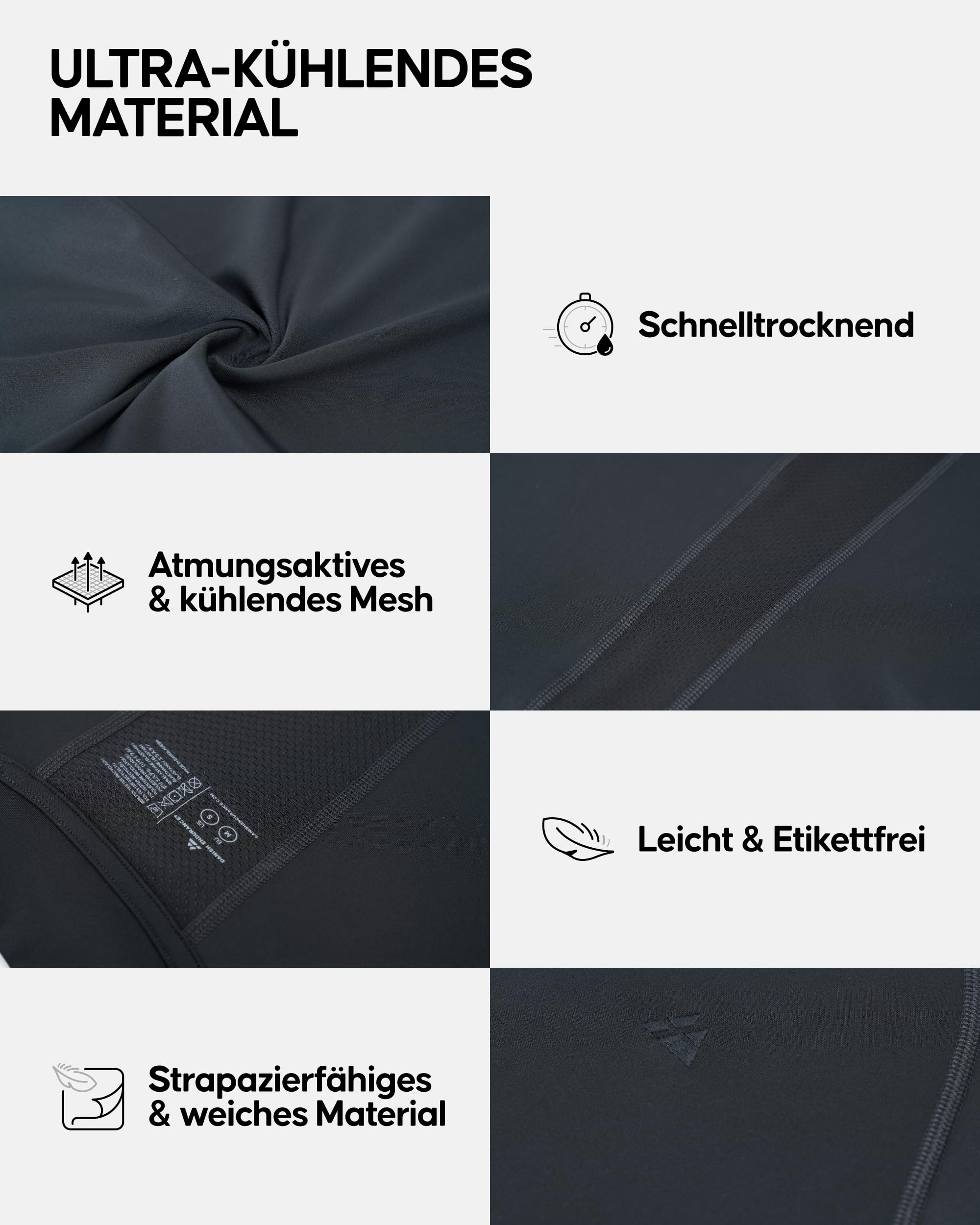 DANISH ENDURANCE Kompressionsshirt Herren, Laufshirt Kurzarm, Funktionsshirt, Muskelshirts, Sportshirt, Activewear für Männer, Schnelltrocknend & Atmungsaktiv, 2er Pack