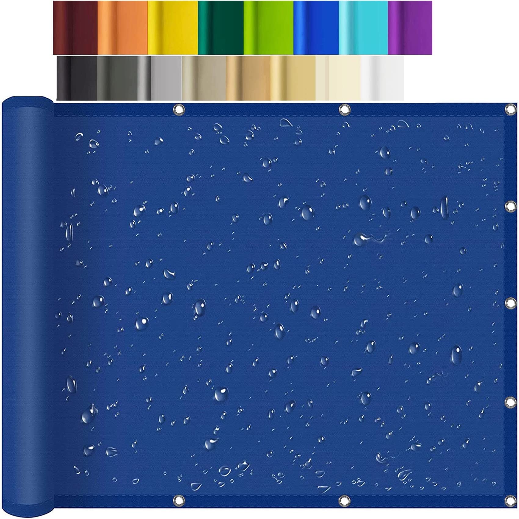 Voile d'ombrage rectangulaire 1,2x2,2m crème et bleu avec fixation