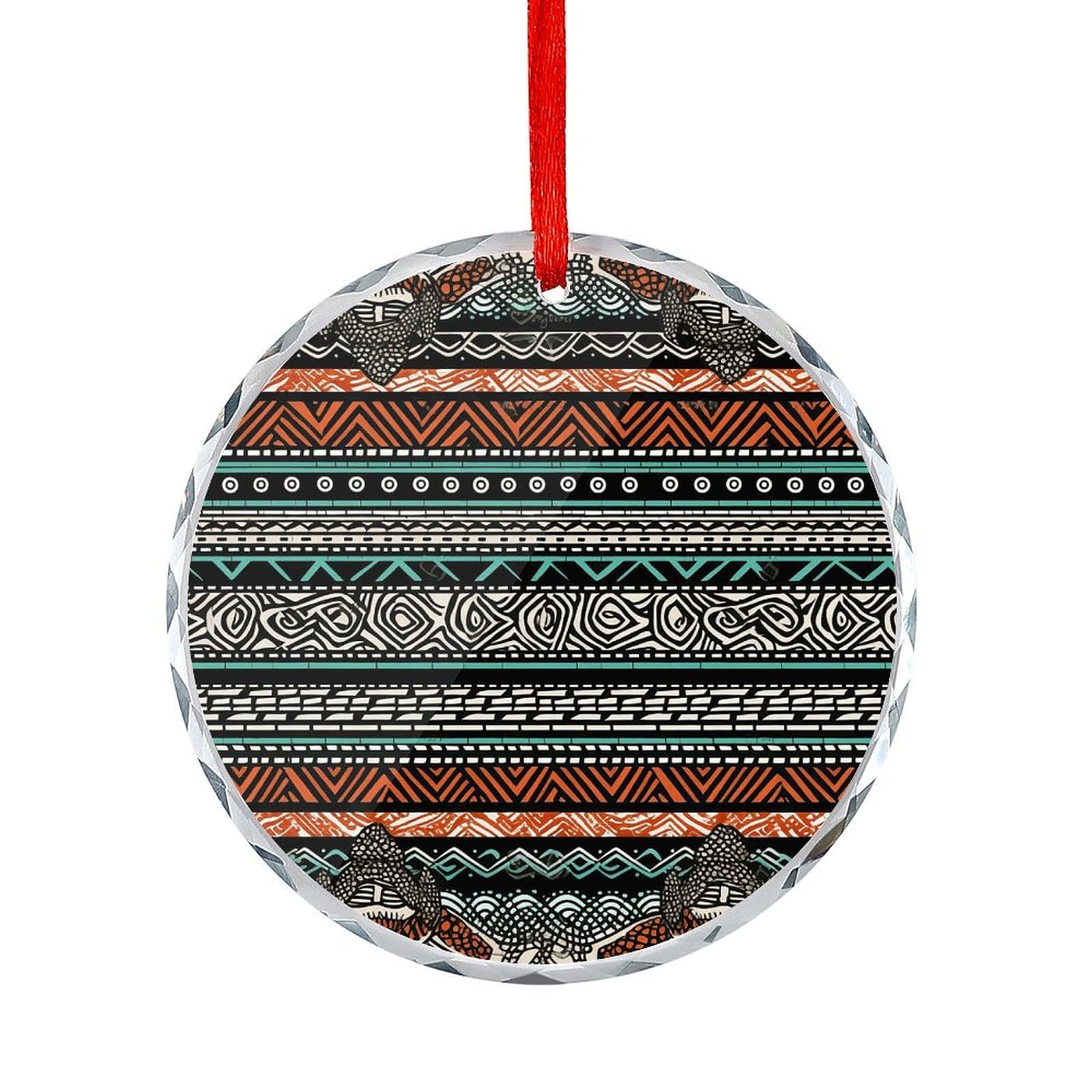 Fodpand Women's Style Ethnic Turtle Striped Round Glass Ornament Keepsake Gift Exchange Ideas Car Decor,Christmas Ornaments For Tree Window Garden Ornaments