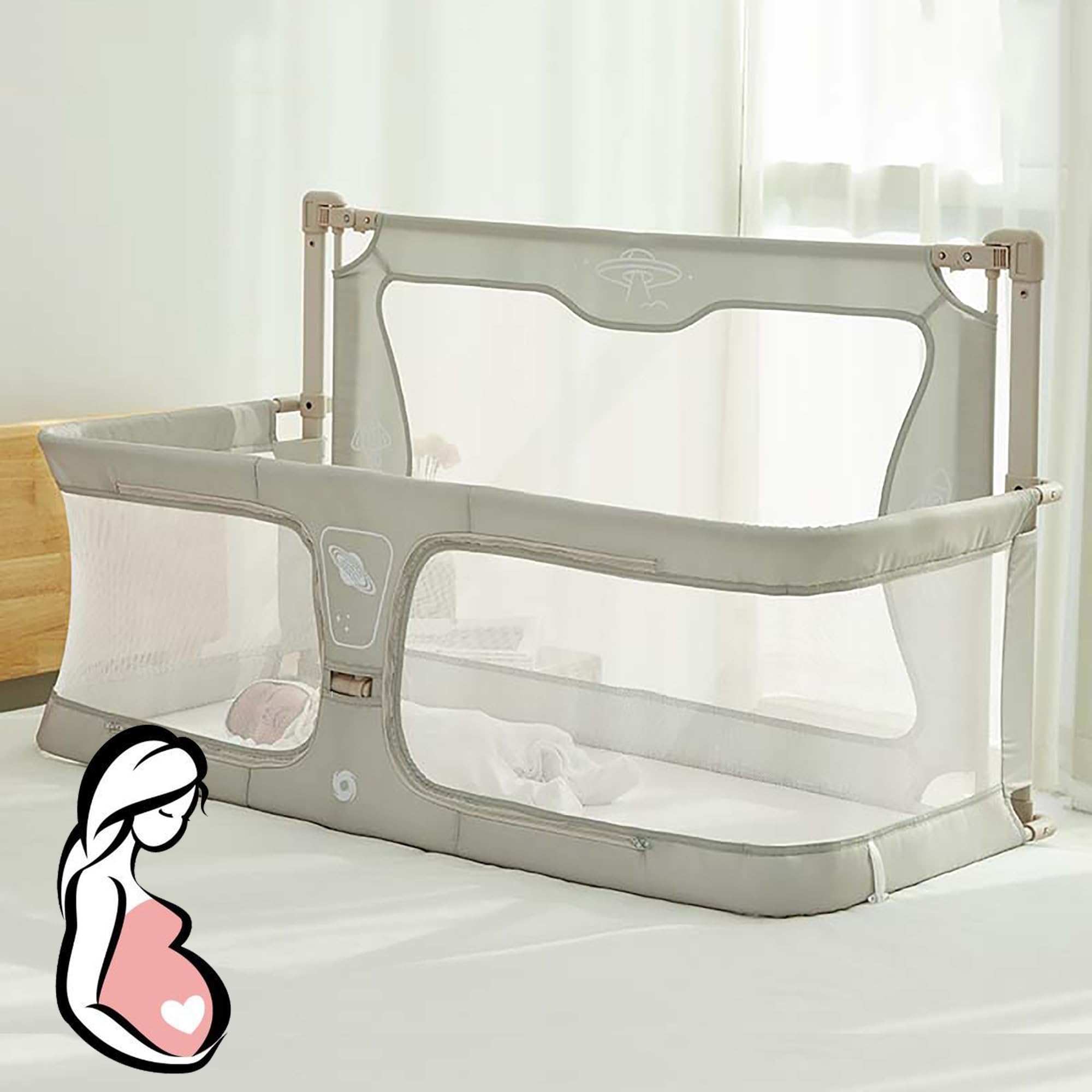 3 in 1 Babywiege, Beistellbett für Babys, tragbares Babybett, Kinderbett Babybett Kinderreisebett Stubenwagen Baby beistellbett Baby boxspringbett,mit Moskitonetz,der auf das Bett gestellt Werden kann