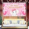 Welcome Baby Shower Backdrop with 70.8 X 43.3 inch, Oh Baby Its a Girl Banner Sign, Large Size Welcome Baby Hanging Banner for Welcome Baby Shower Party Decorations Indoor Outdoor