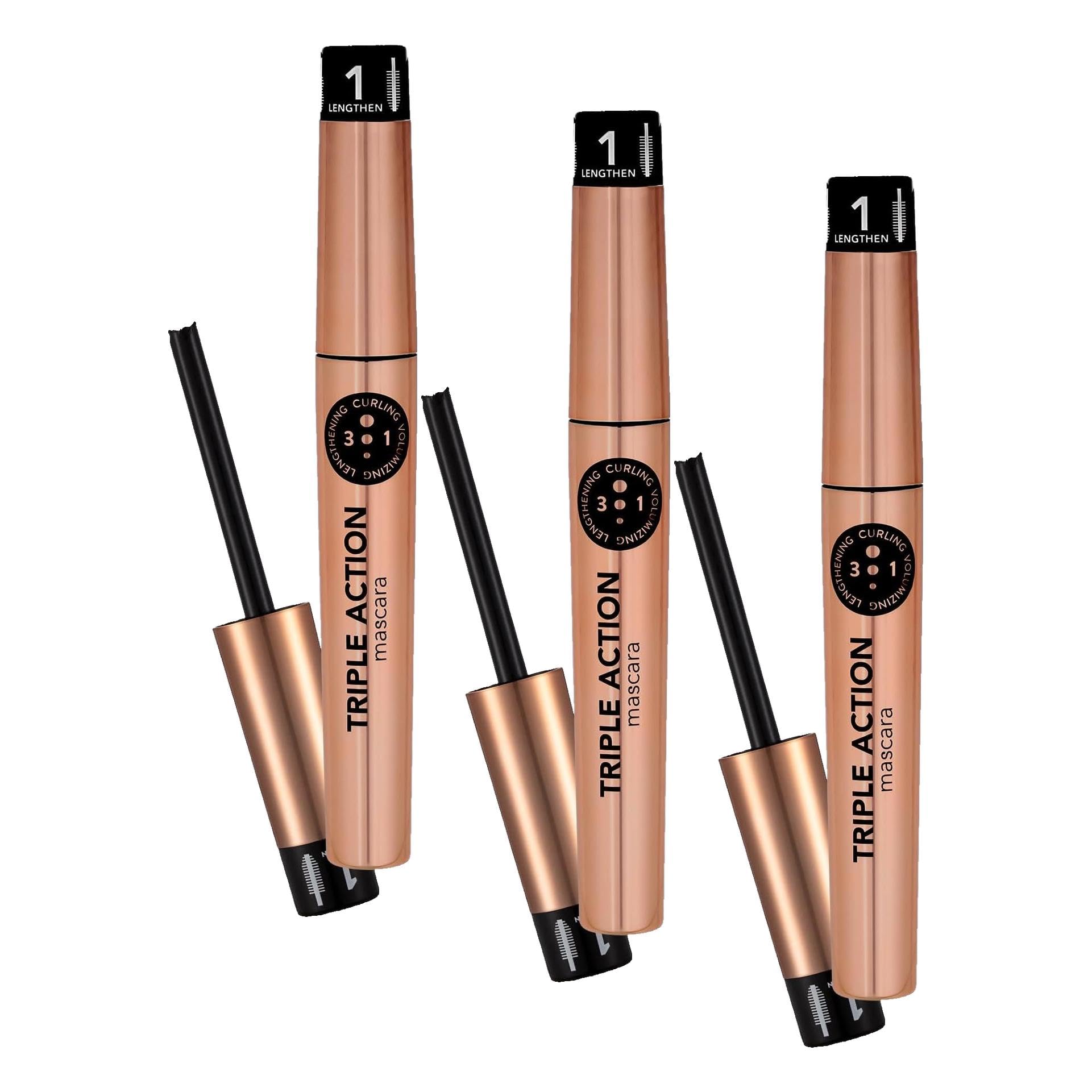 Flormar Triple Action İnce ve Seyrek Kirpikler için 3 Farklı Kullanım Sunan Silikon Fırçalı Maskara No. 001-8690604275588 (3 paketi)