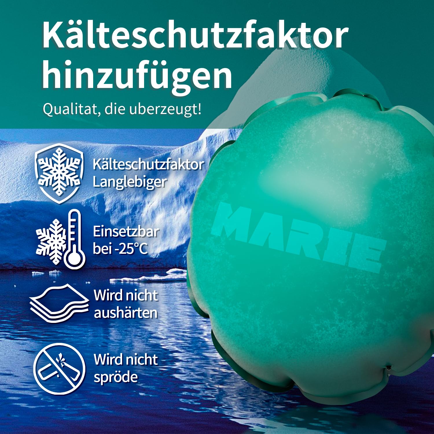 MARIE Poolkissen Winter 3m für Ø300-400 cm Pools, XXL Pool Winterkissen rund, Luftkissen Pool Kissen Winterfest, Chlorbeständiges Überwinterungskissen PVC wasserdicht & UV-beständig