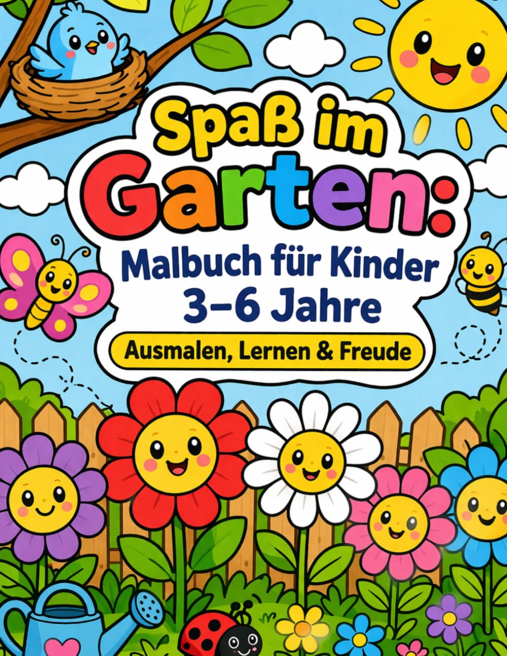 Spaß im Garten: Malbuch für Kinder 3-6 Jahre – Ausmalen, Lernen & Freude