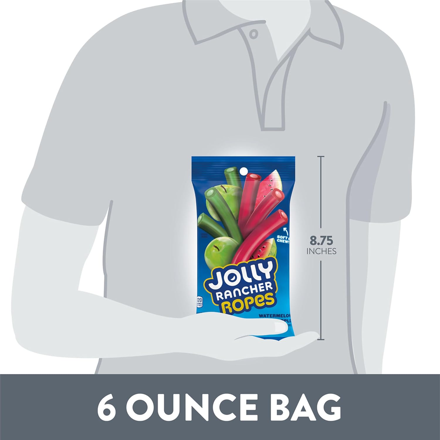 J RANCHER Ropes Watermelon and Green Flavored Candy Bag