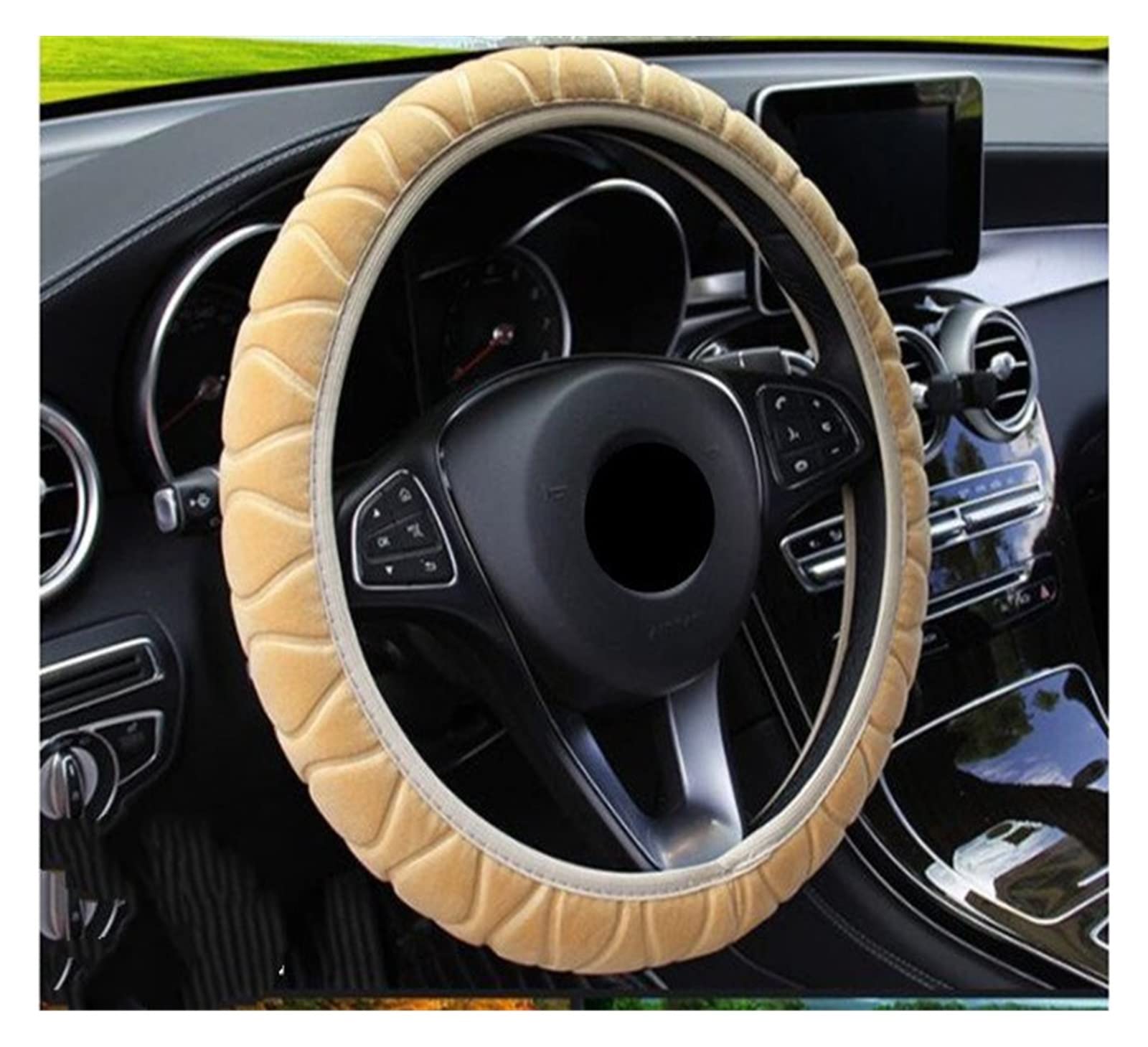 Stuurhoes Auto Stuurhoes Pluche Universele Winter Super Zachte Pluche 38 Cm Auto Interieur Accessoires Auto Stuur Op Het Stuurwiel Auto Stuurhoes (Kleur : Zwart