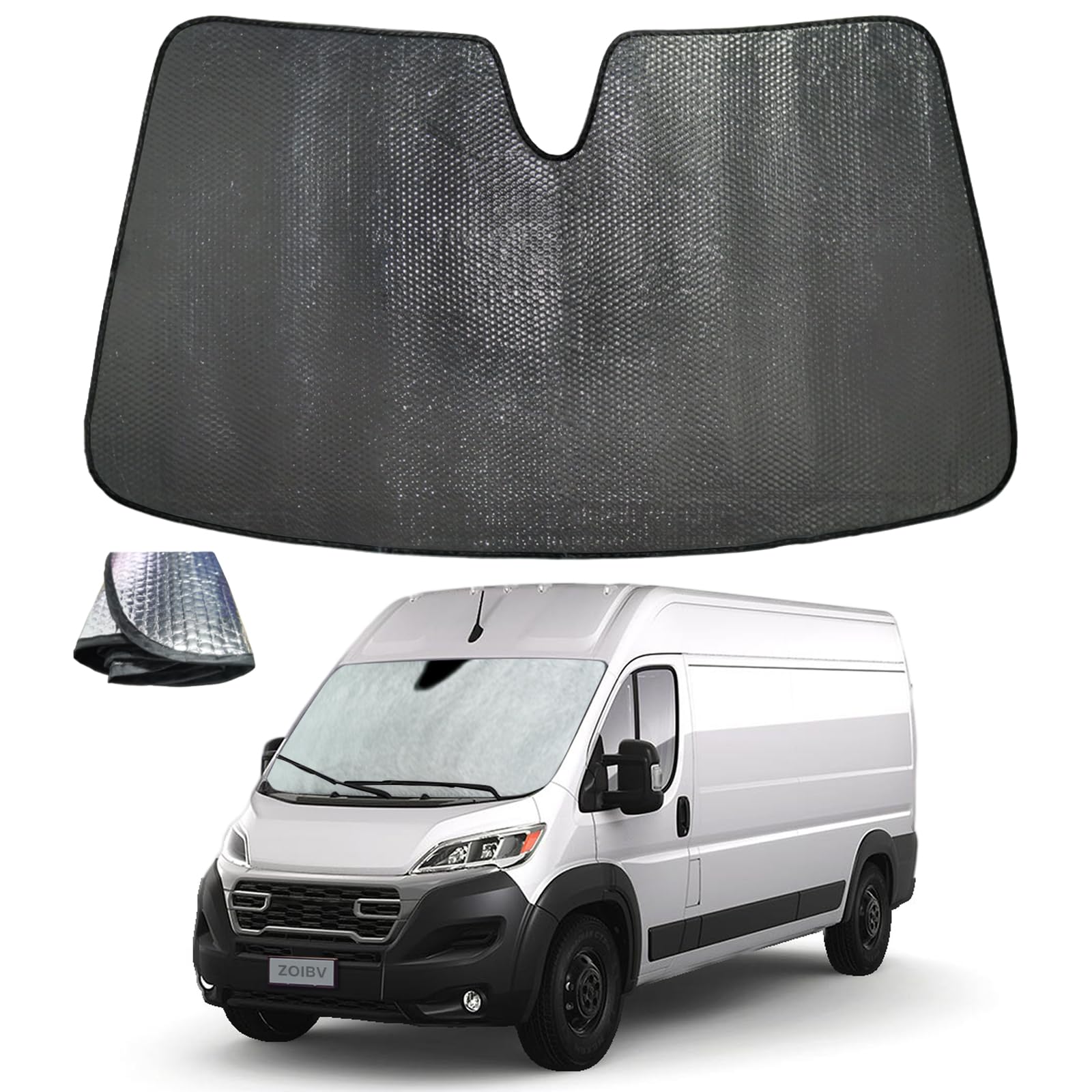Windshield Sun Shade for 2014-2025 Dodge RAM ProMaster Full Size Cargo Van Chassis Cab Cutaway - 5-Layer Bubble Foldable Front Window Shade Sun Visor Accessories - Blocks Heat & UV Rays??