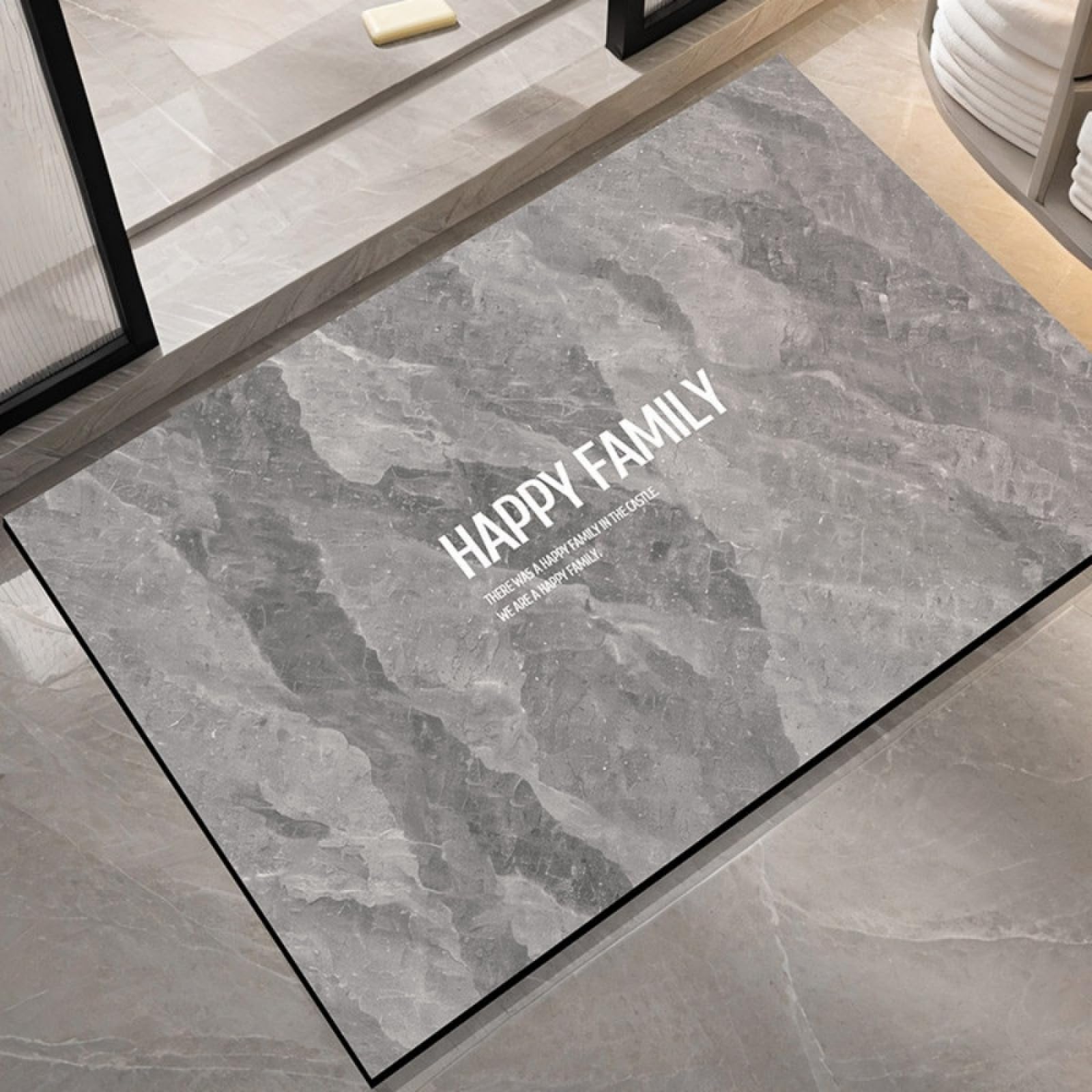 Alfombra Baño Diatomita Mármol Blanca Gris Secado Rapido, Agua Súper Absorbente Alfombrilla De Baño Antideslizantes,Suave Y Acogedora