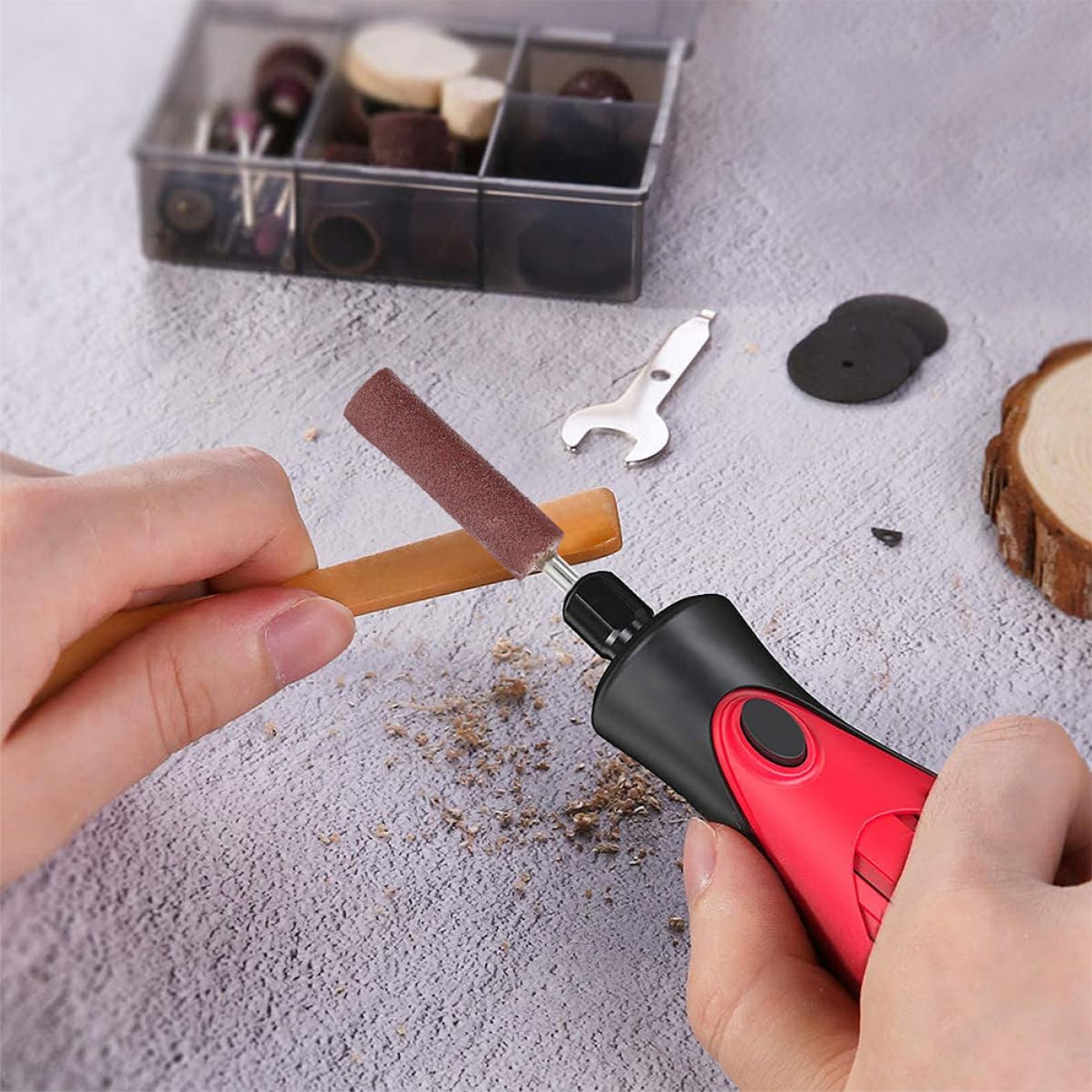 Cabilock Lamellenschleifscheibe Satz mit 80/240 Körnung und 6-mm Schaft Zylindrischer Schleifkopf aus Sandpapier und Eisen für Rotierende Werkzeuge und Druckluftschleifer Effiziente