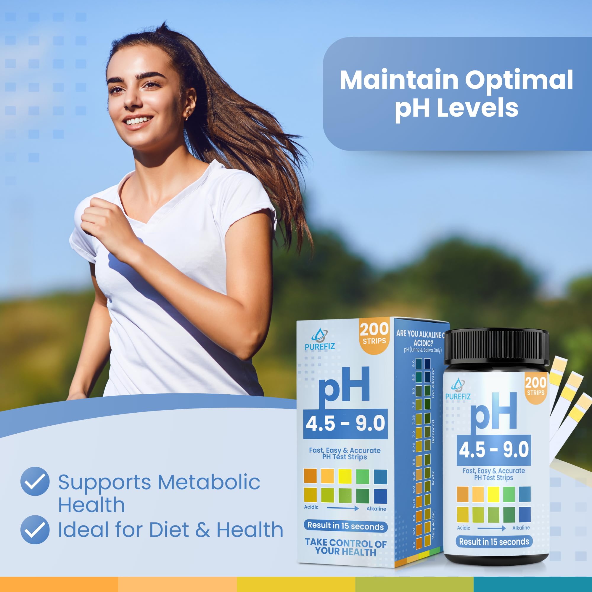 Tiras de prueba de pH para orina y saliva: 200 tiras fáciles de usar para una prueba rápida y precisa del pH en casa, obtén resultados claros de equilibrio ácido-alcalino en segundos, perfecto para