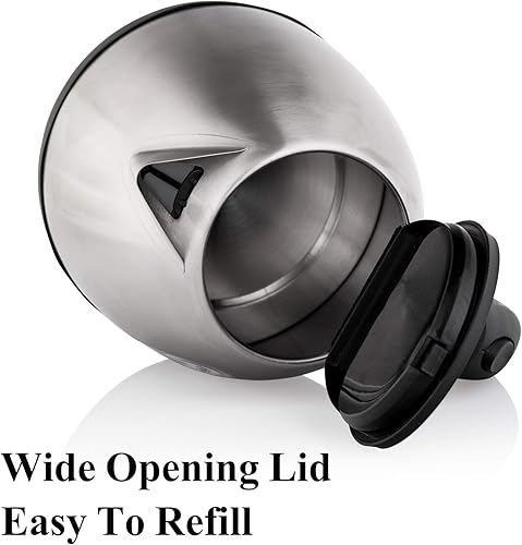 Miniatura 2 de Mixpresso Hervidor eléctrico de acero inoxidable, Olla inalámbrica 1.2L Hervidor eléctrico portátil de agua caliente, Olla de ebullición rápida