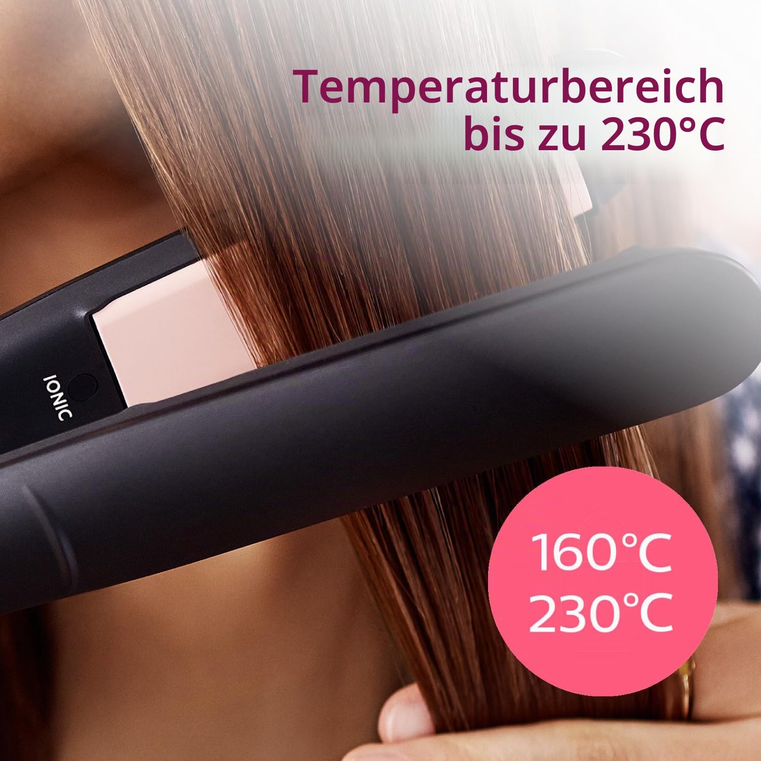 Philips ThermoProtect Haarglätter - Weiches, glänzendes Haar dank Ionisierungsfunktion, ThermoProtect-Technologie (Modell BHS378/00)
