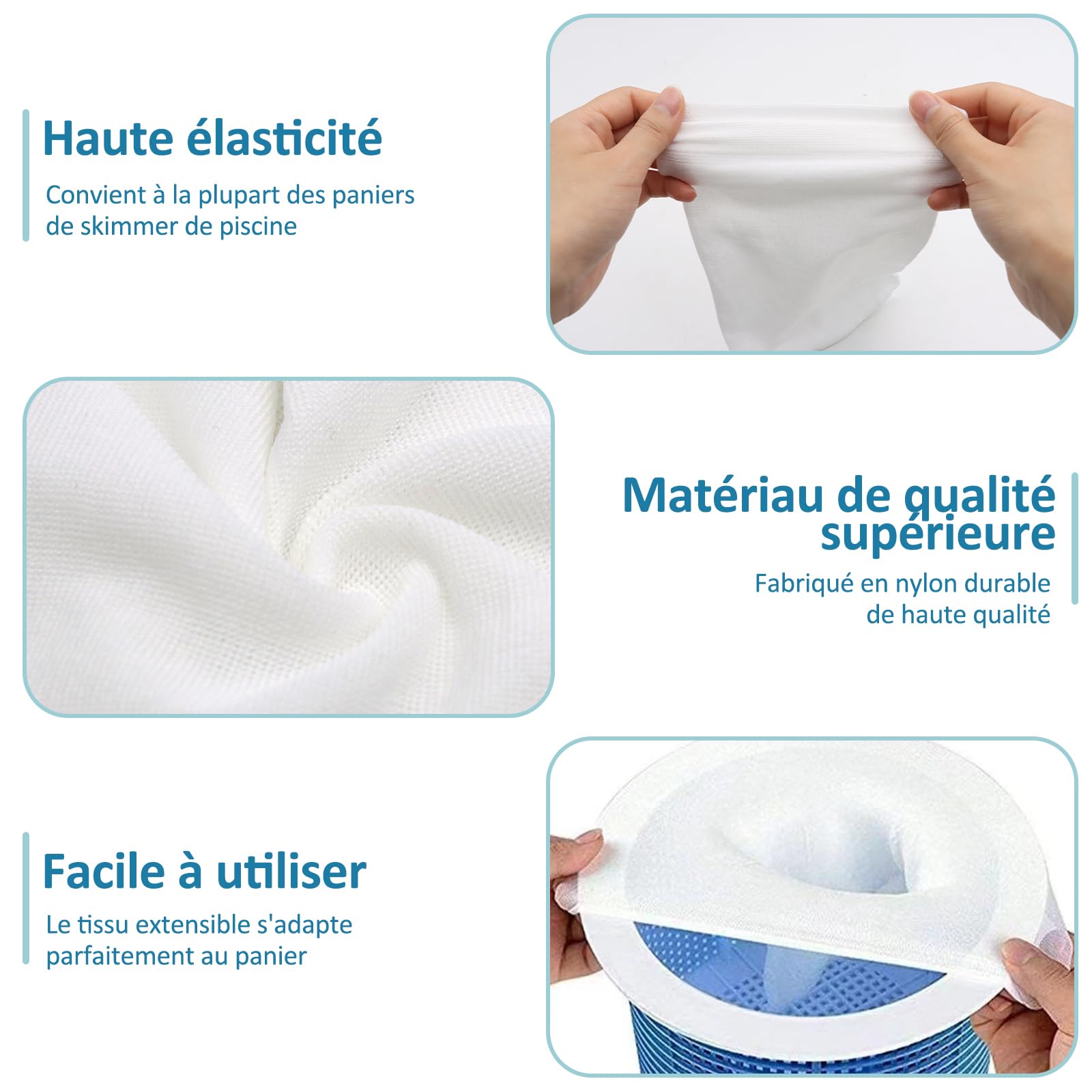 Chaussette Skimmer Piscine, 20pcsChaussettes De Skimmer, Pool Skimmer Socks Filtre Skimmer Piscine Nylon Elastique Blanc 98833227