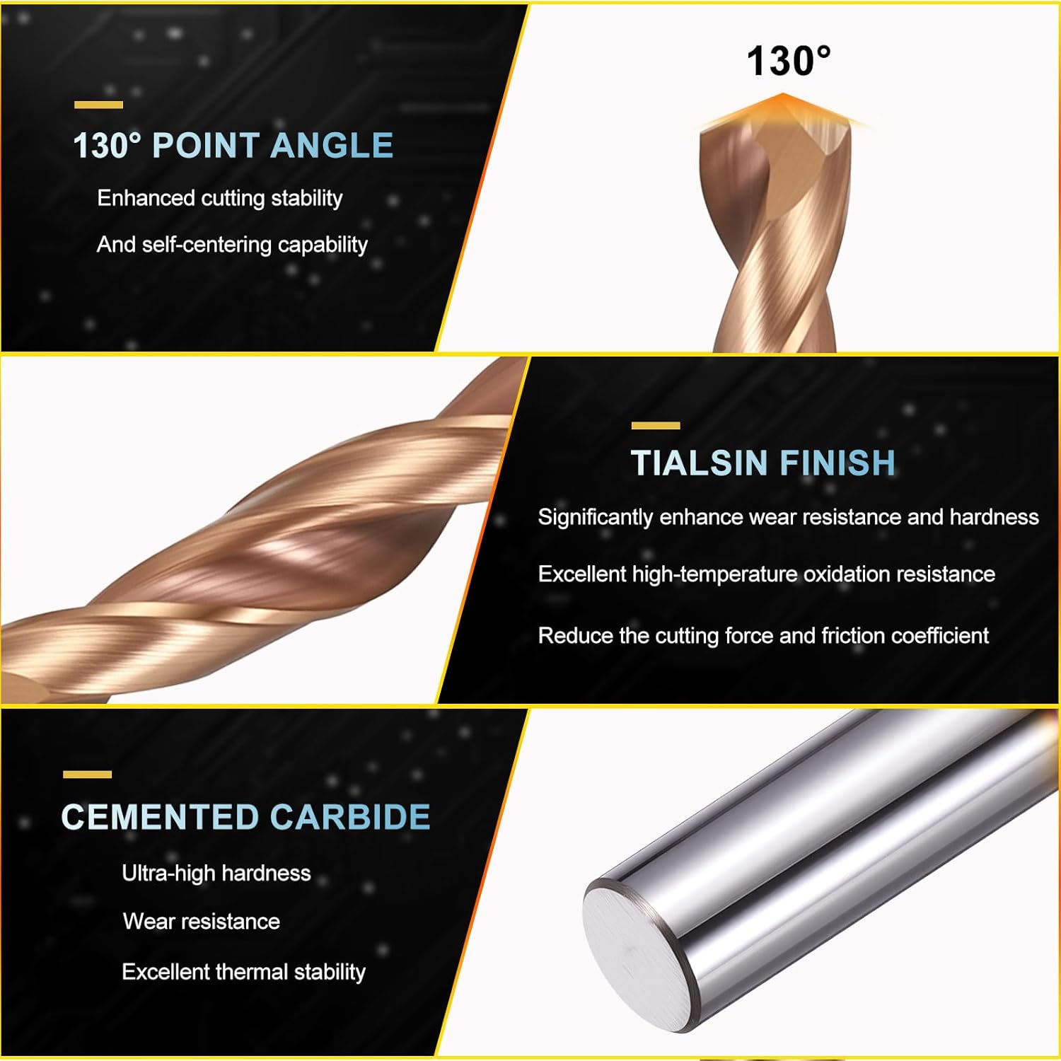 PATIKIL 3.7mm Drill Bit, Carbide Twist Jobber Bits Straight Shank 130° for Drilling Hard Metal Alloy Steel Stainless Steel Titanium Alloys - 1 Pack