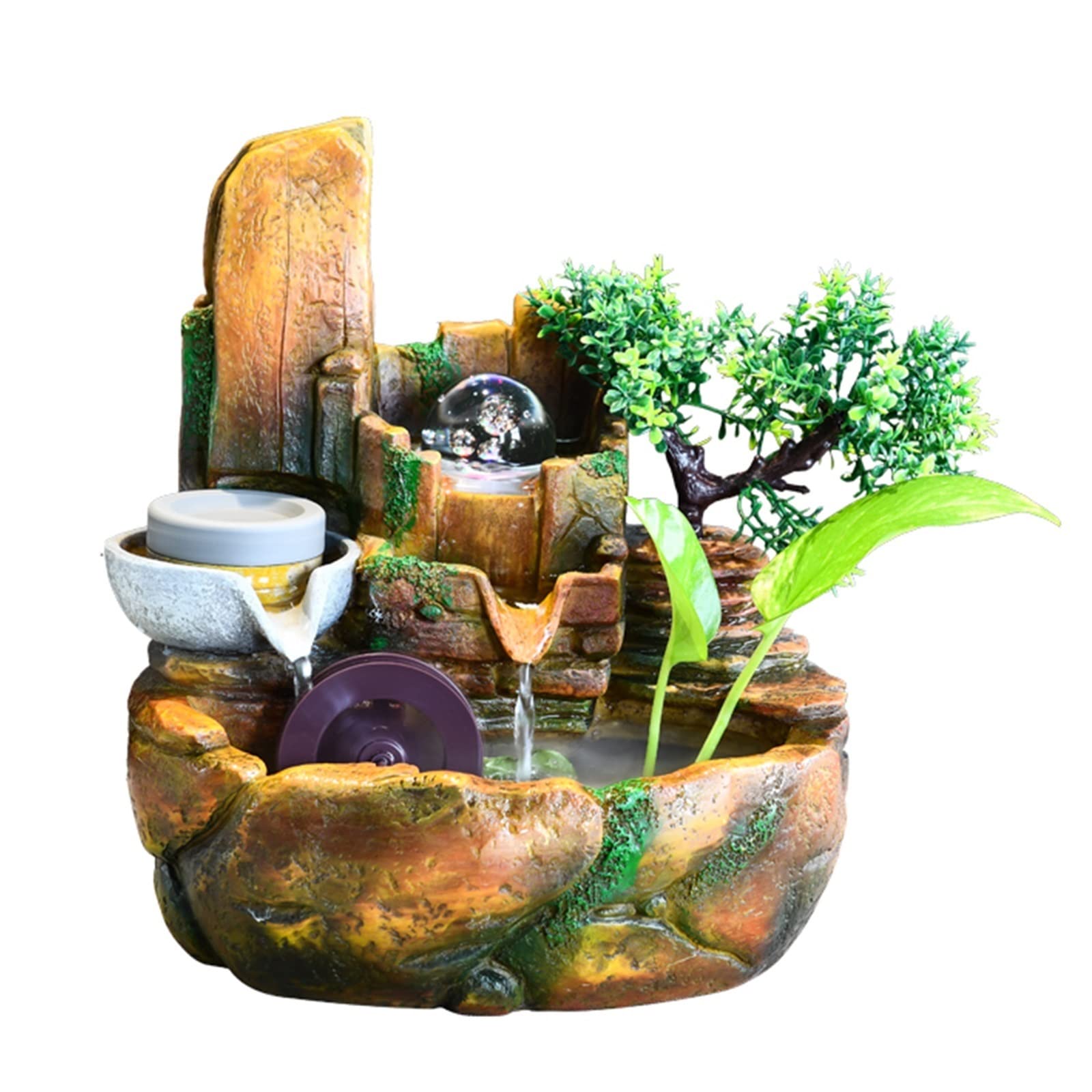 Fontaine de bureau intérieure rocaille avec balle décoration salon