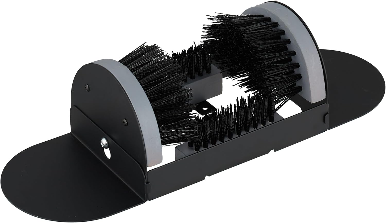 Relaxdays Shoe Scraper with All-Round Brushes, Outdoor Doormat, Heavy Duty Bristles, Floor Mounting, Black/Grey
