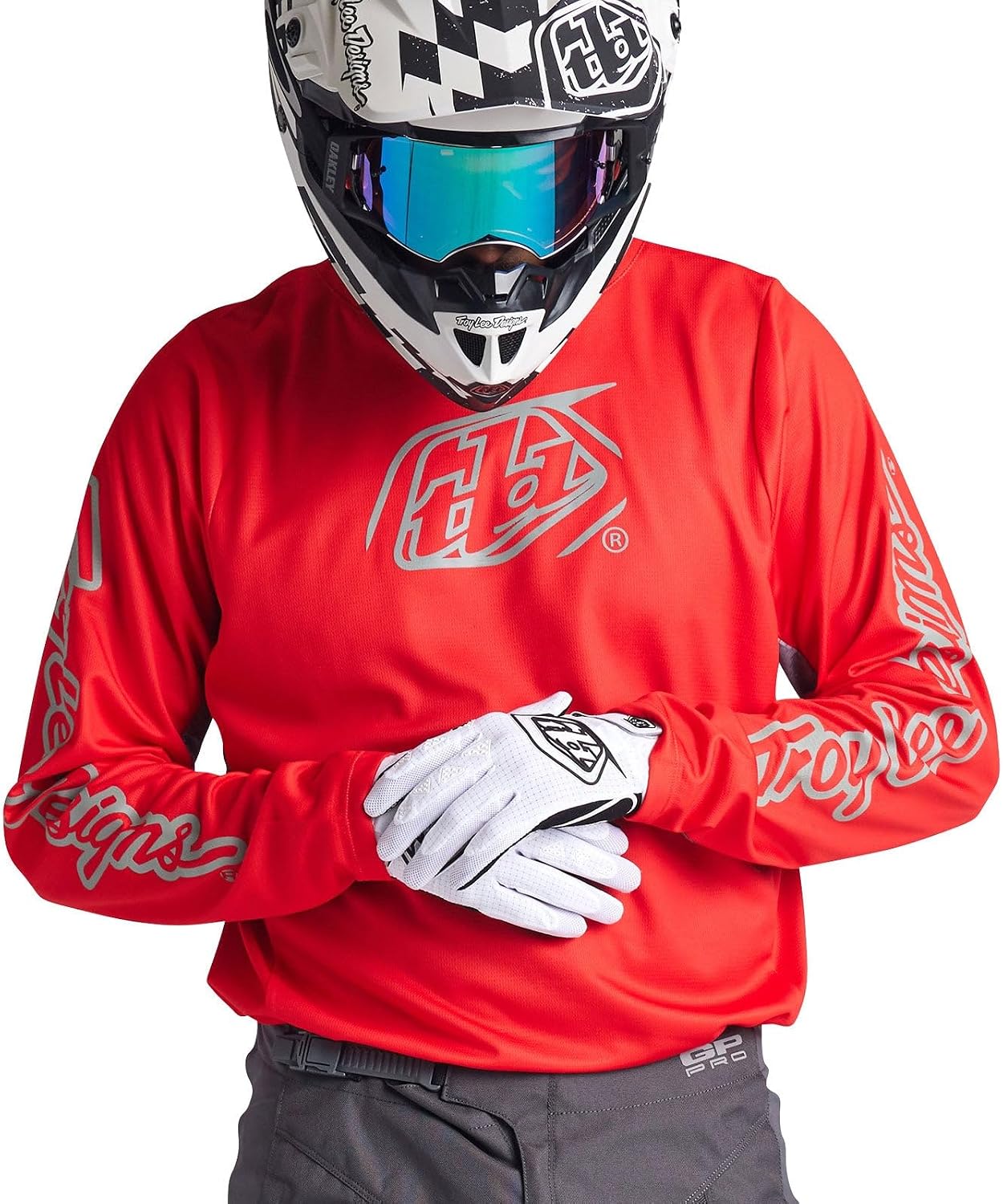 Troy Lee Designs GP Pro Adult Motocross Off-Road Dirt Bike Long Sleeve Jersey, Icon, Red/Gray, Large