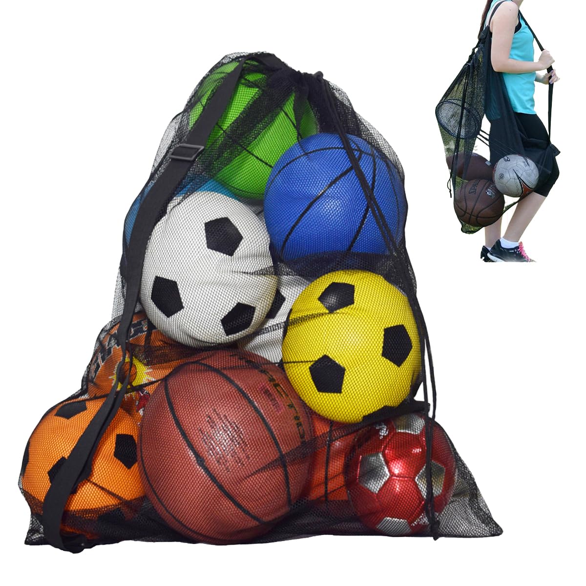 Swim Bag For Kids XL Mesh Sports Ball Bag With Adjustable Strap