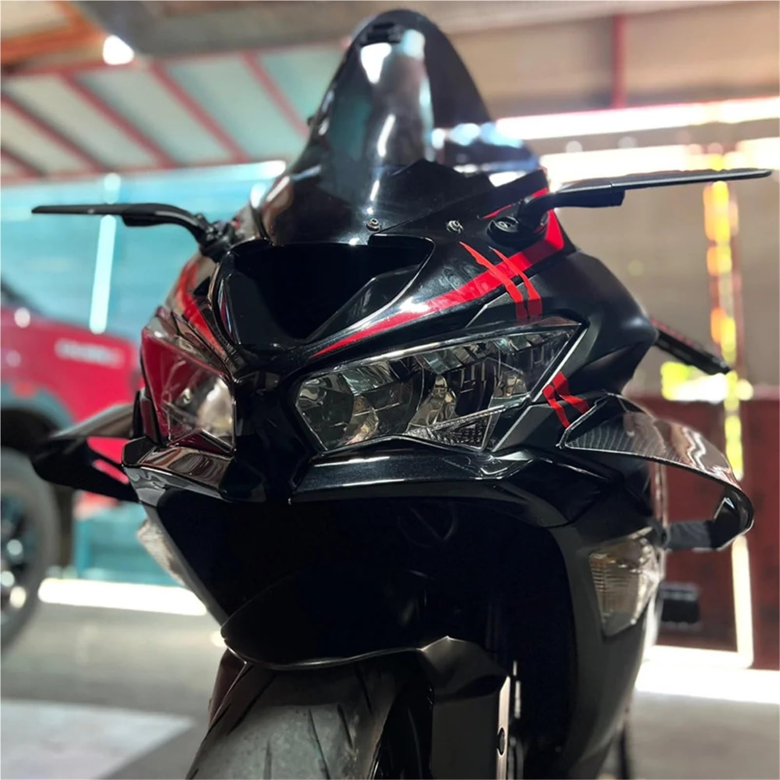 Front Bumper Splitter dachowy Pasuje do Yamaha KAWASAKI Zestaw aerodynamicznych skrzydełek Skrzydło boczne Stały winglet Owiewka dociskowa