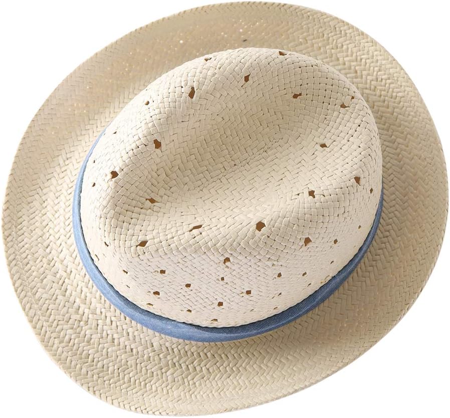 LLmoway Kids Summer Straw Hat for Baby Toddler Boys Fedora Beach Sun Hat Short Brim Breathable Cool Floppy Panama Hats - Image 6