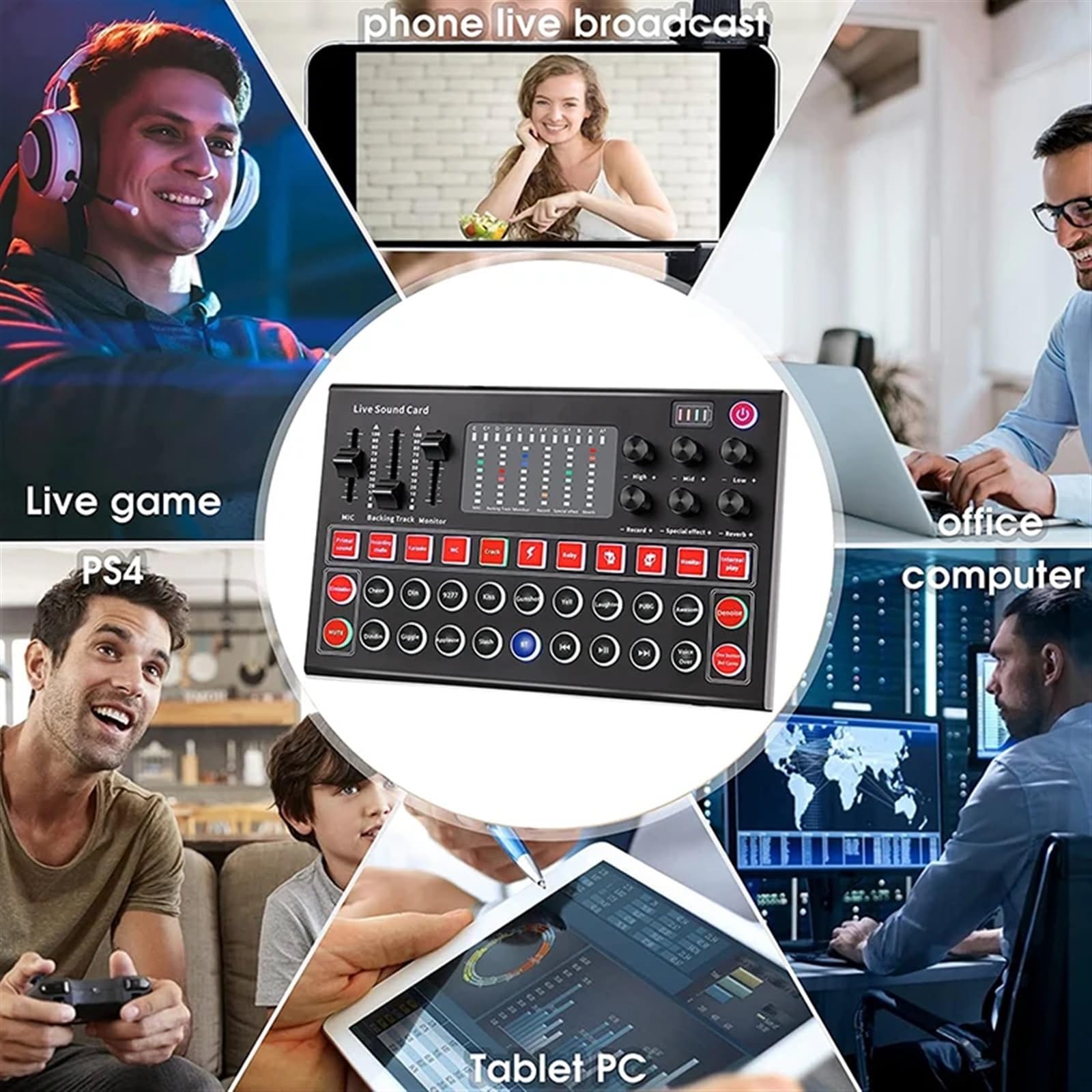 Mixer Audio, Scheda Audio interfaccia Audio M9 Mixer vocale dal Vivo Scheda Audio USB Esterna Scheda Mixer Scheda Audio con Effetti Multipli